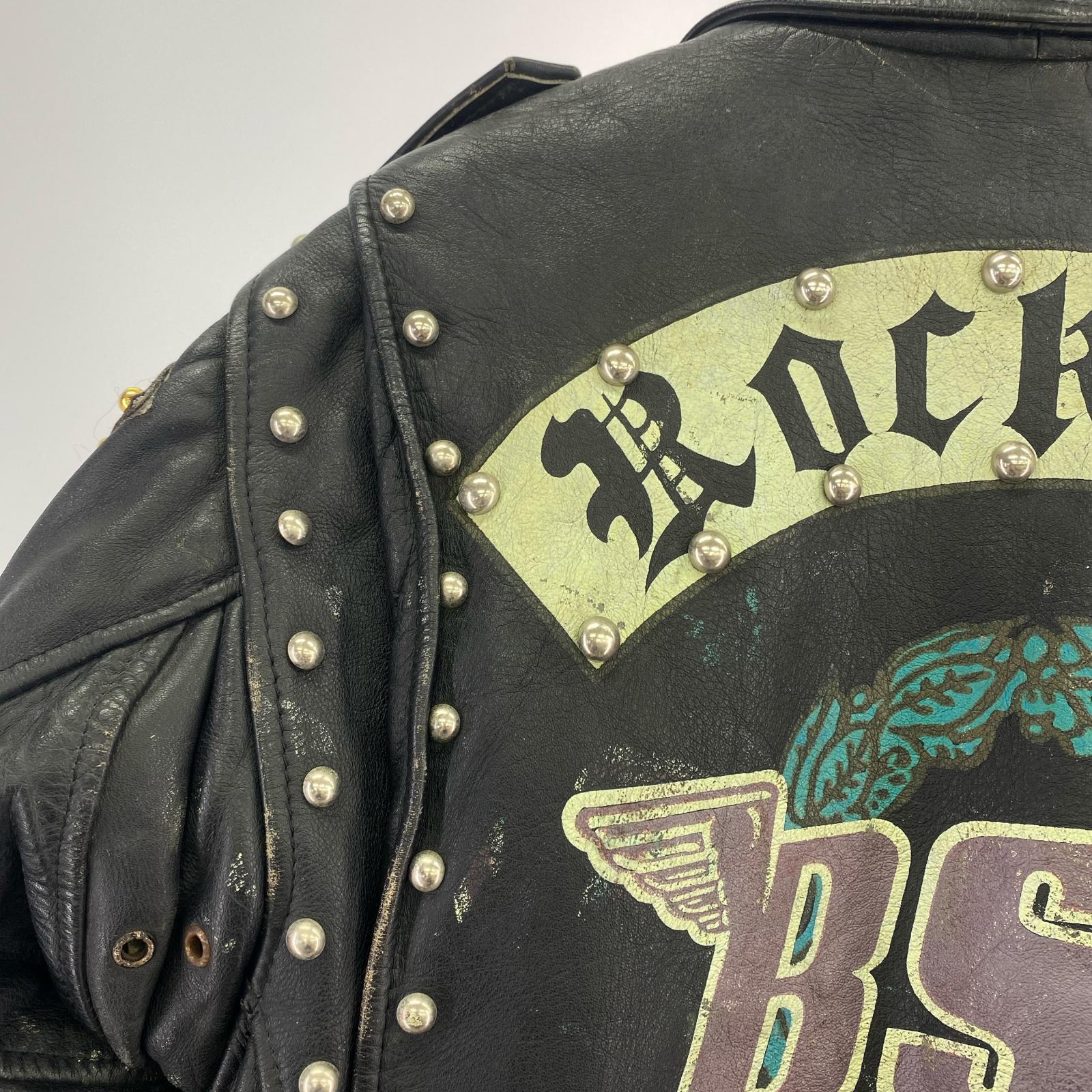ライダースジャケット 80s C＆A　ロッカーズ仕様　ダブルライダース　（38） 38 ブラック