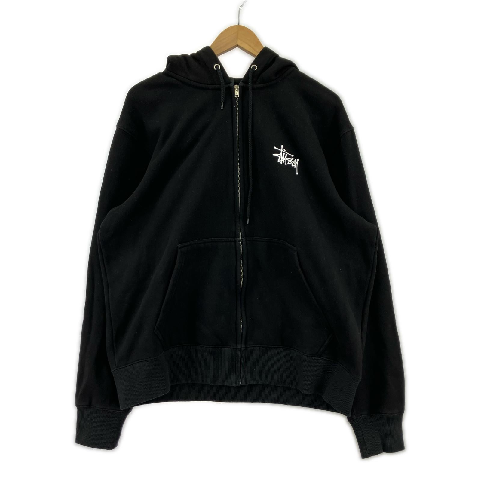 パーカー BASIC STUSSY ZIP HOODIE ブラック (L) L ブラック