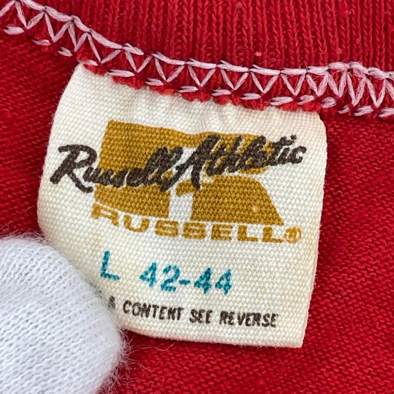 半袖Ｔシャツ RUSSEL ATHLETIC 80s 金タグパッチロゴS/STee 赤 (L) L レッド