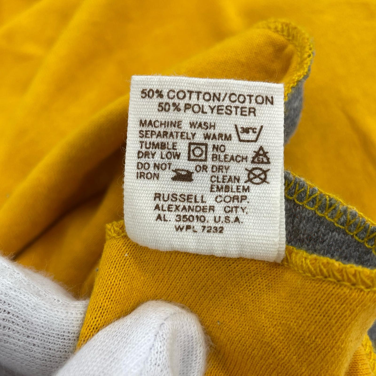 半袖Ｔシャツ RUSSEL ATHLETIC 80s 金タグ リバーシブル S/STee 黄×グレー (M) M