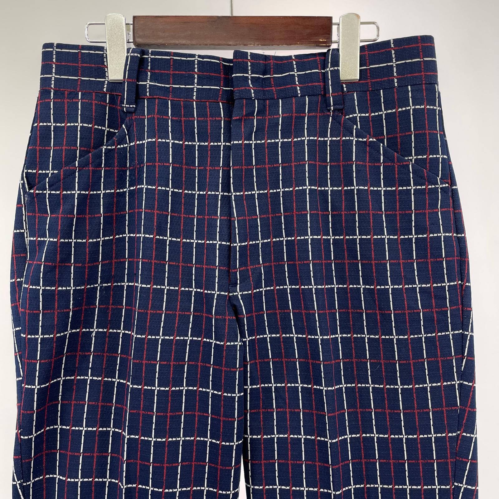 パンツ 70s FARAH チェックスラックス W35 NVY ネイビー