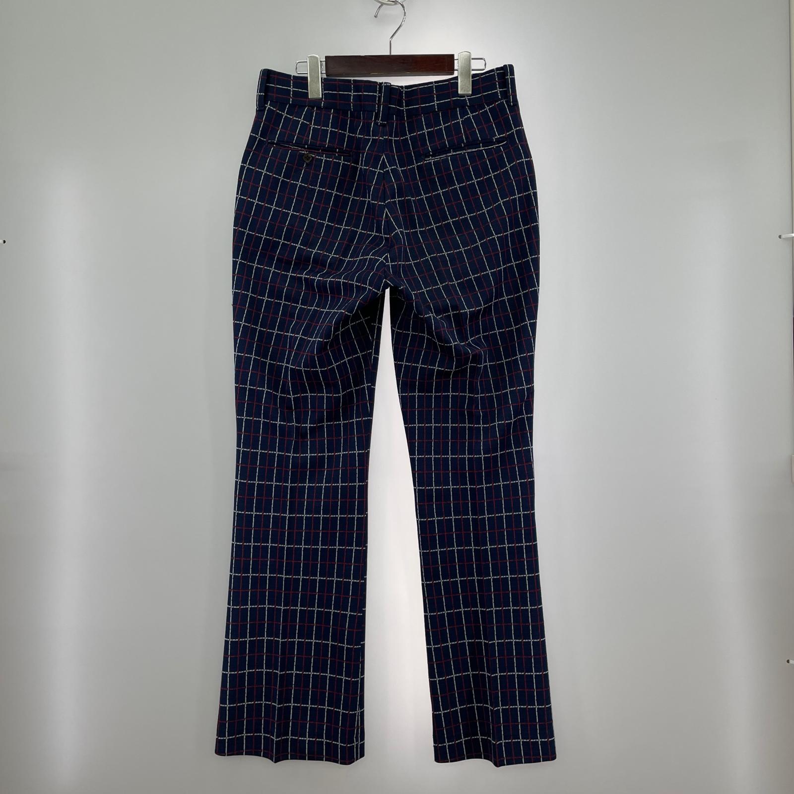 パンツ 70s FARAH チェックスラックス W35 NVY ネイビー