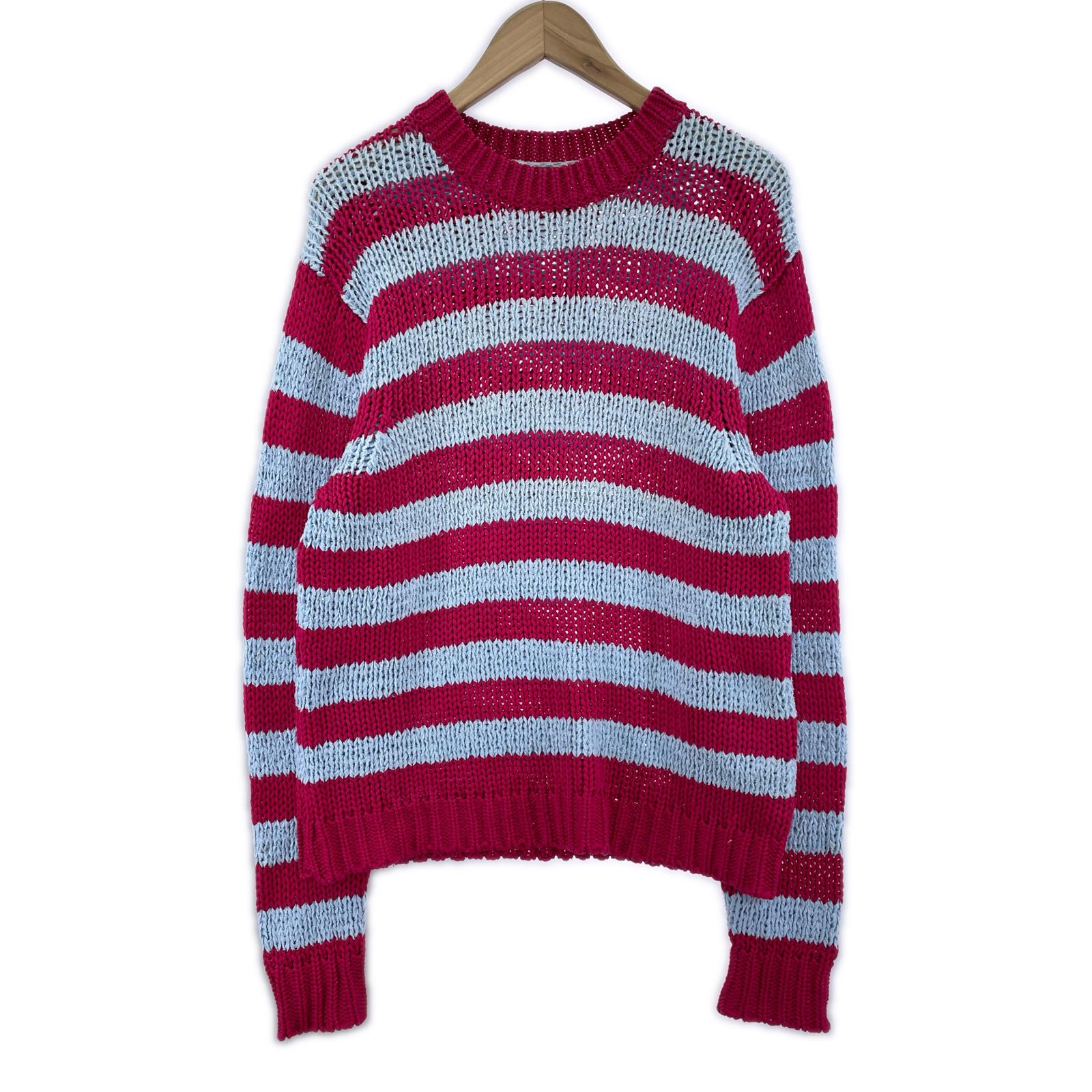 ニット コットンボーダーニット PNK/BLU S S