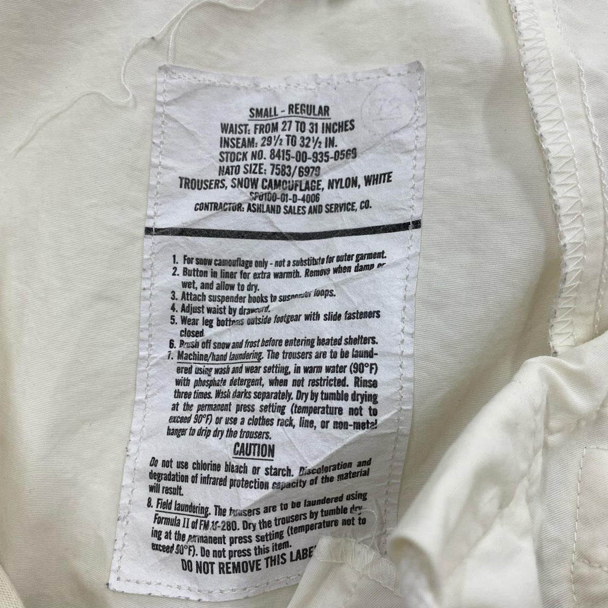 パンツ US.ARMY ｽﾉｰｶﾓ 白 S ホワイト