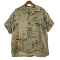 半袖シャツ 40s 50s ROYAL HAWAIIAN 和柄アロハ ベージュ