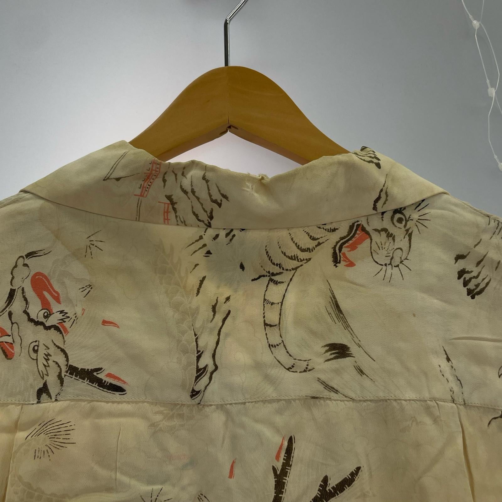 半袖シャツ 40s 50s ROYAL HAWAIIAN 和柄アロハ ベージュ