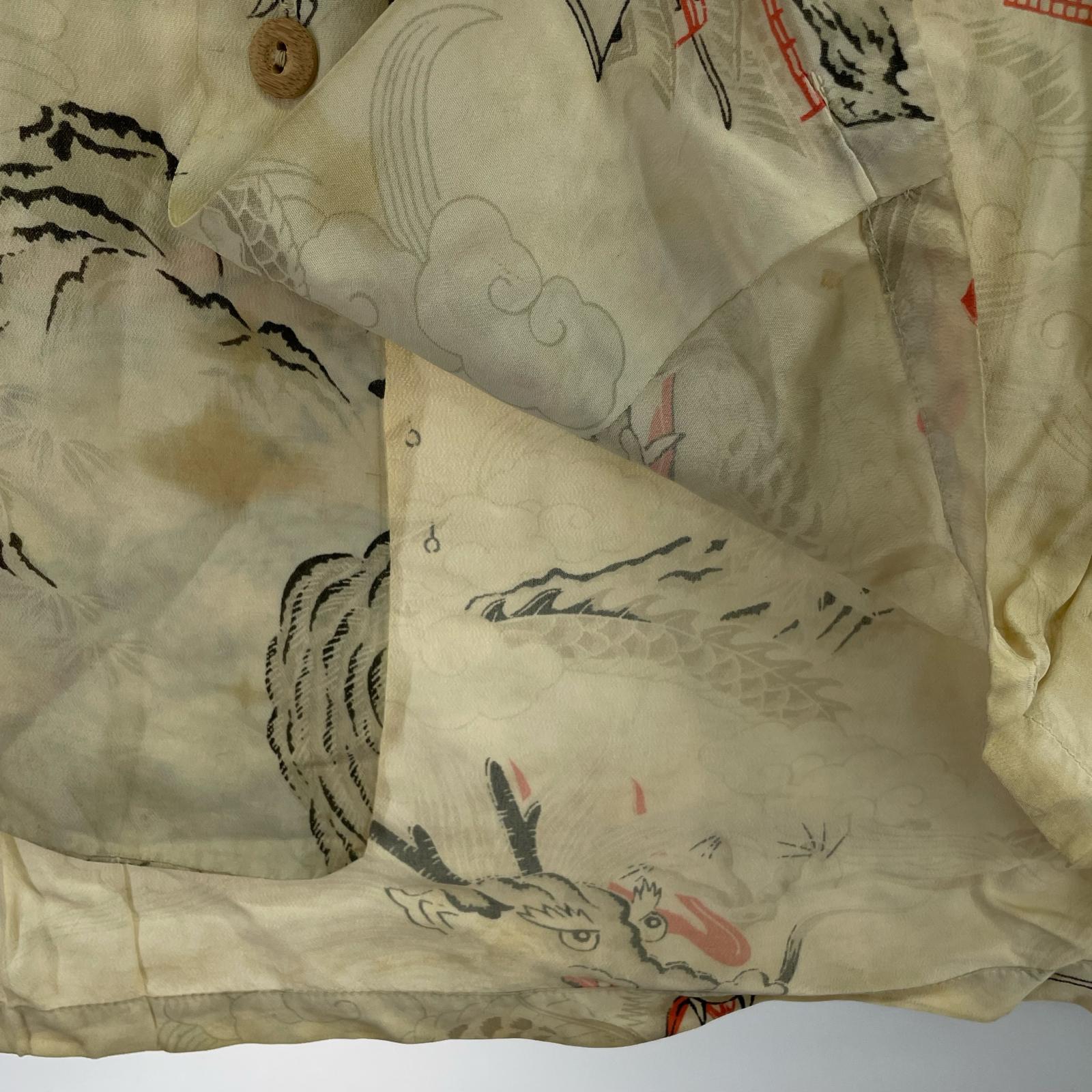 半袖シャツ 40s 50s ROYAL HAWAIIAN 和柄アロハ ベージュ