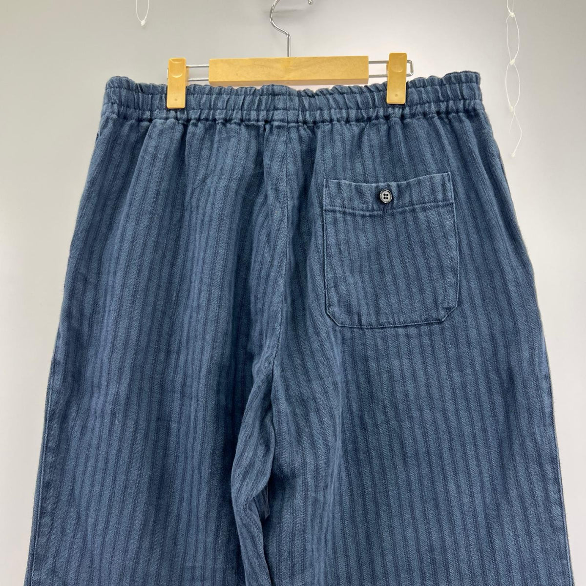パンツ ﾘﾈﾝ ｽﾄﾗｲﾌﾟ ｲｰｼﾞｰﾊﾟﾝﾂ/XL/ﾈｲﾋﾞｰ ネイビー