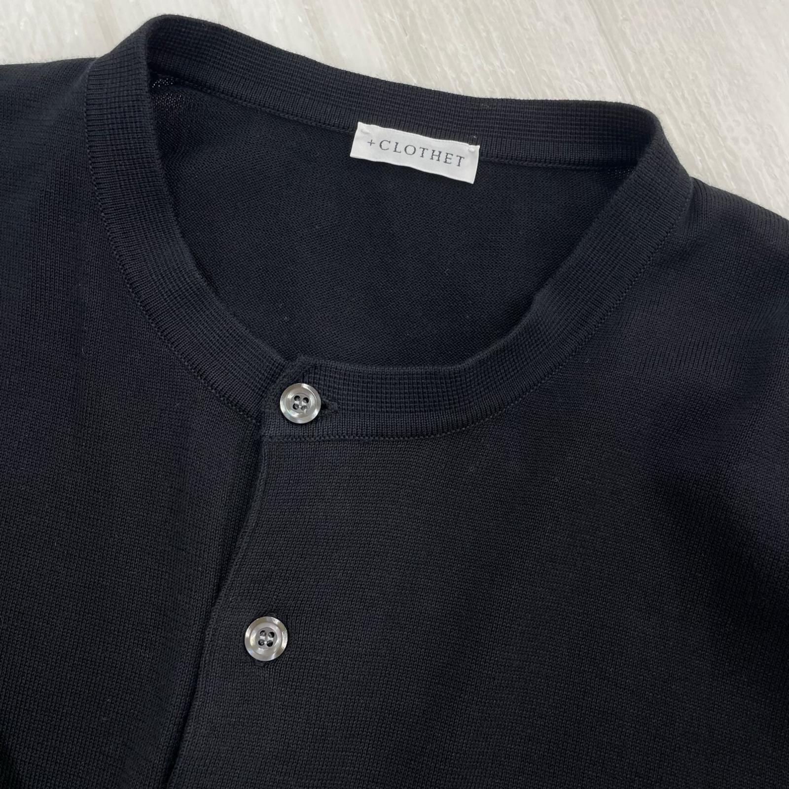 半袖Ｔシャツ +CLOTHET/ﾍﾝﾘｰﾈｯｸﾆｯﾄT/4/ﾌﾞﾗｯｸ 4 ブラック
