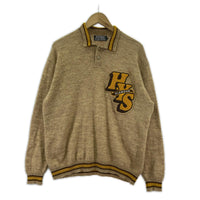 ニット L/Sニットポロ ROUND LETTERSワッペン (L) L