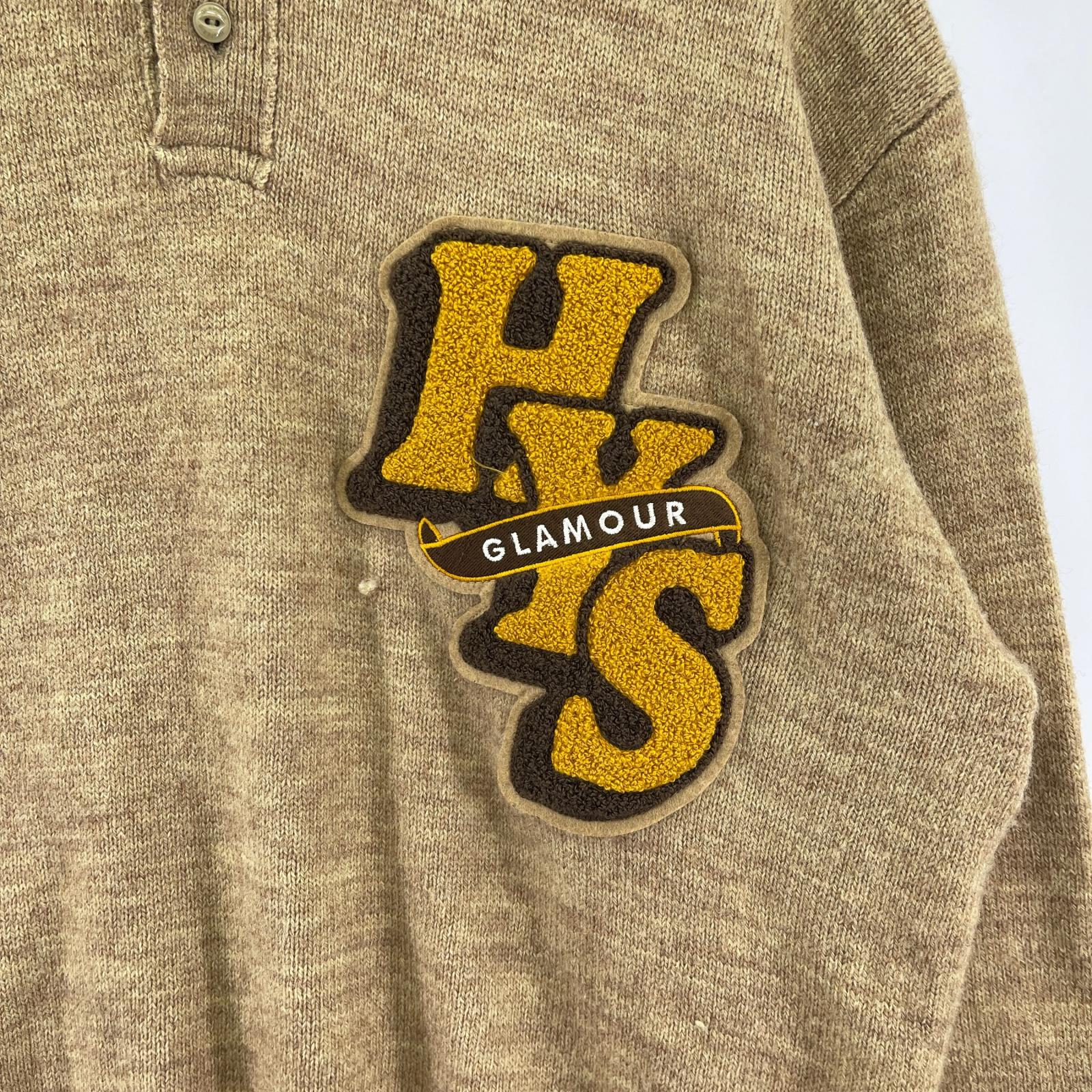 ニット L/Sニットポロ ROUND LETTERSワッペン (L) L