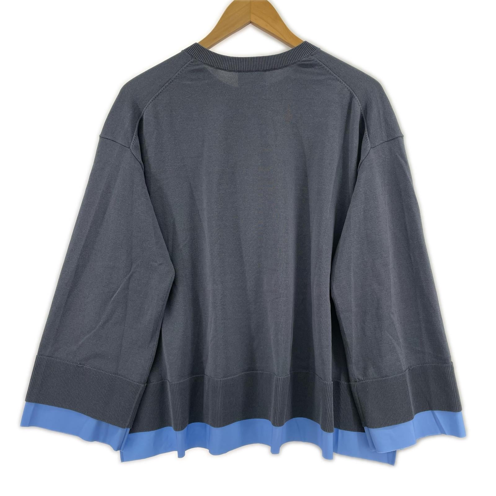 ニット LANVIN en Bleu シャツトリムニットコンビカーディガン 38