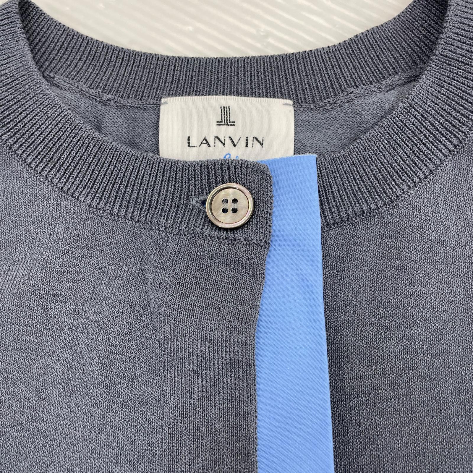 ニット LANVIN en Bleu シャツトリムニットコンビカーディガン 38