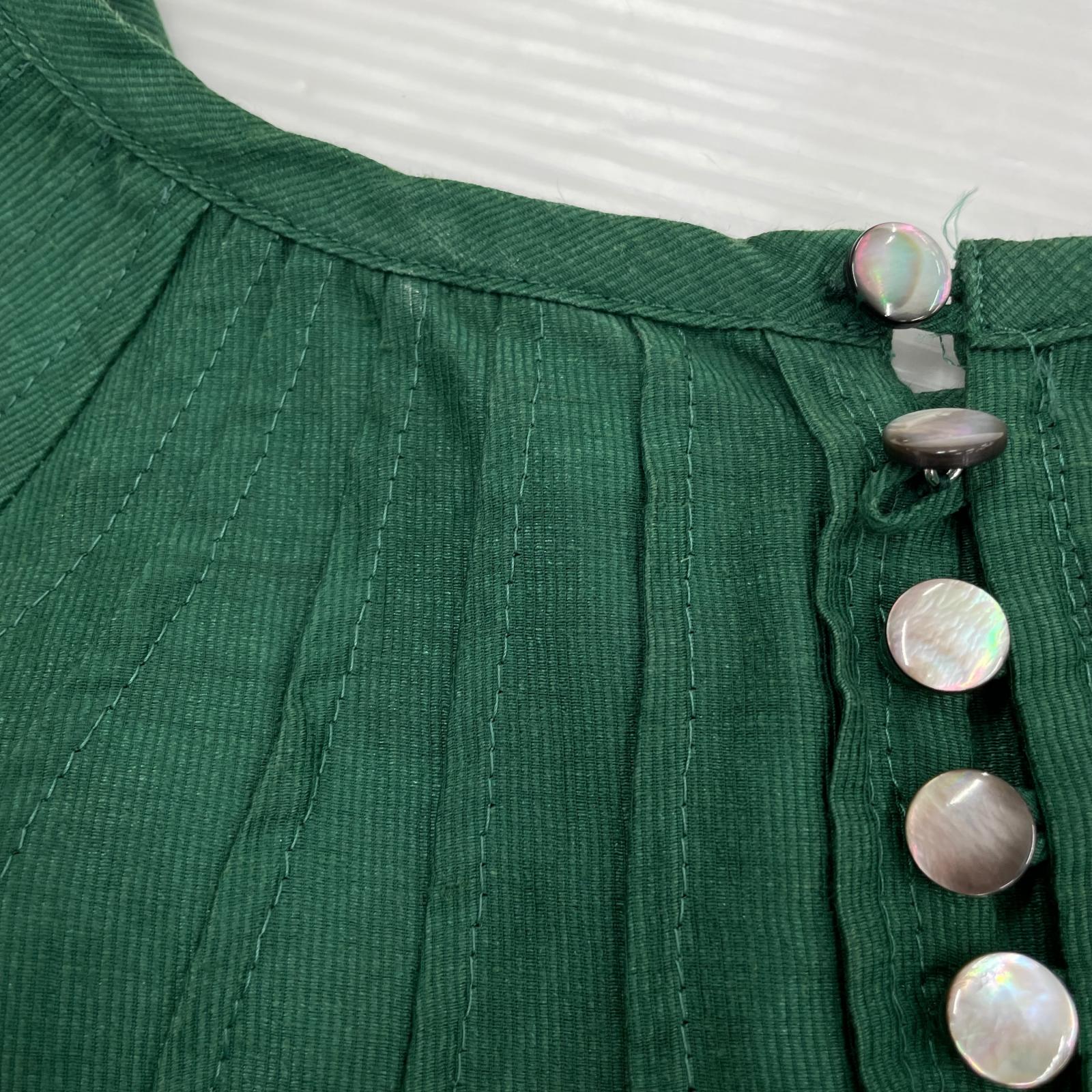半袖シャツ LANVIN en Bleu グリーン リネン混 シャツ 38 グリーン