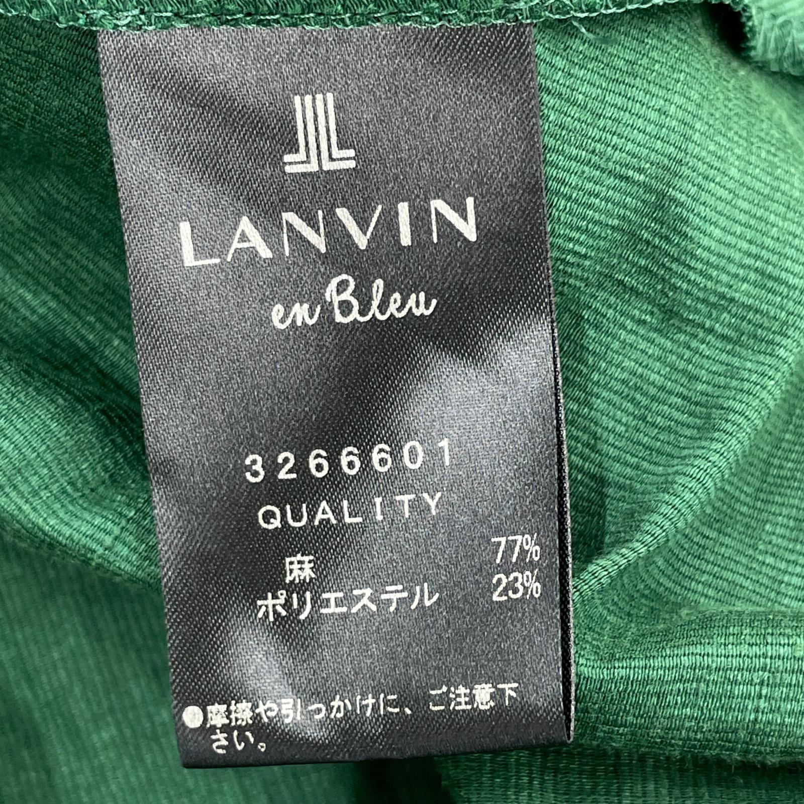 半袖シャツ LANVIN en Bleu グリーン リネン混 シャツ 38 グリーン