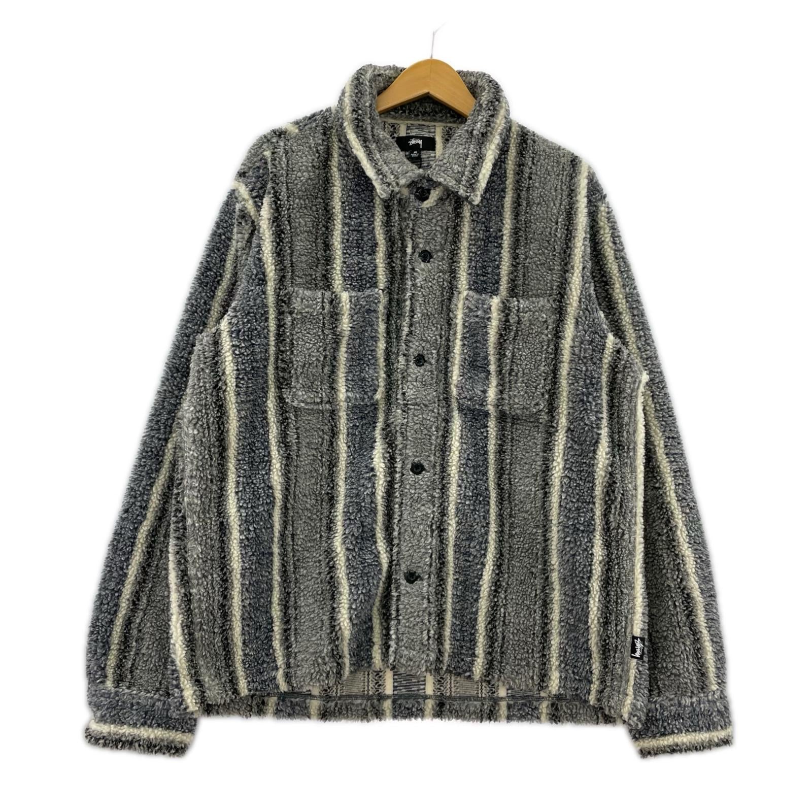 ジャケット STRIPE SHERPA SHIRT (M) M グレー