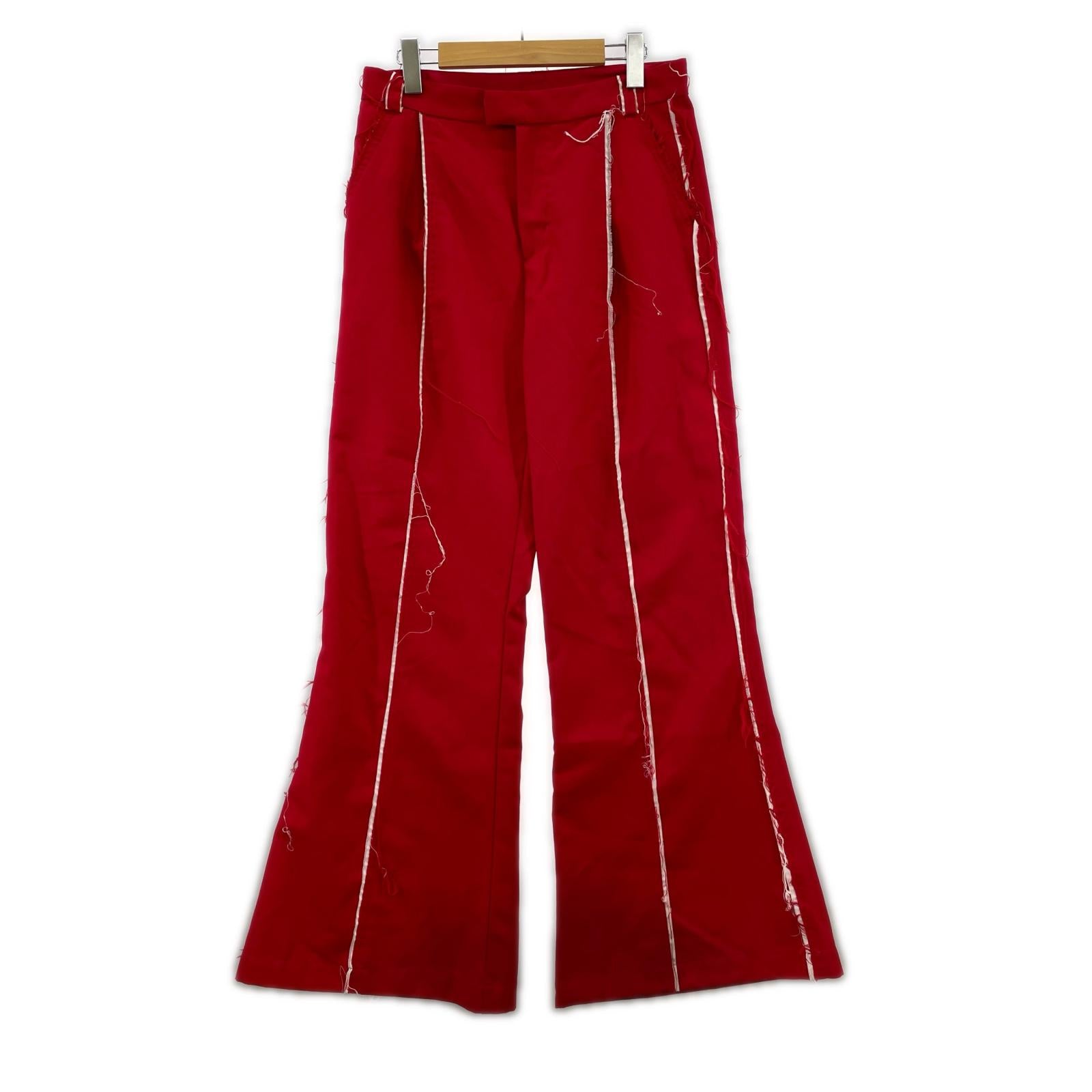 パンツ seyto ダメージラインフレアパンツ 赤 (3) 3 レッド