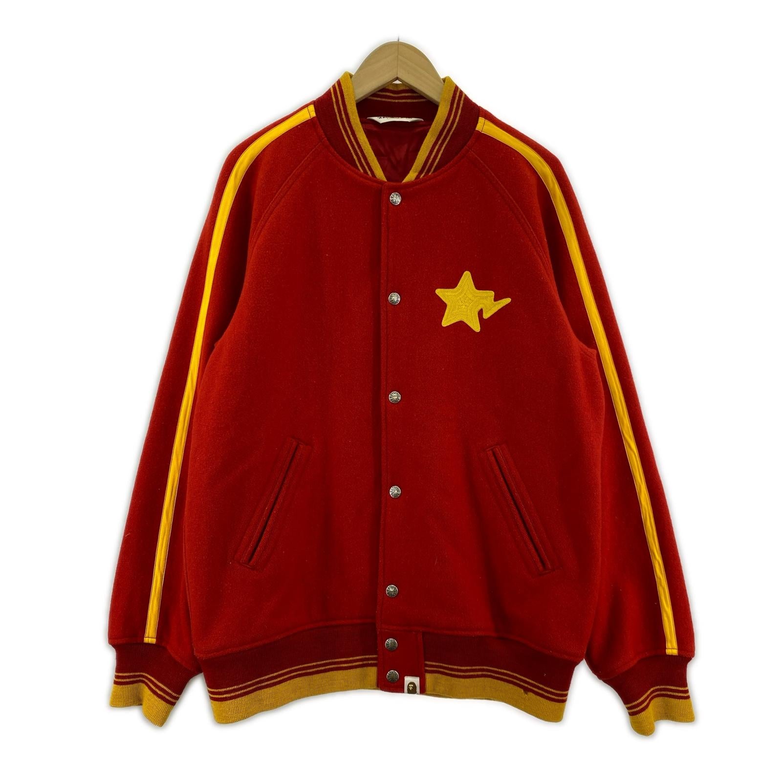 ブルゾン ロゴ刺繍/VARSITY JACKET/ウールスタジャン/赤/L L レッド