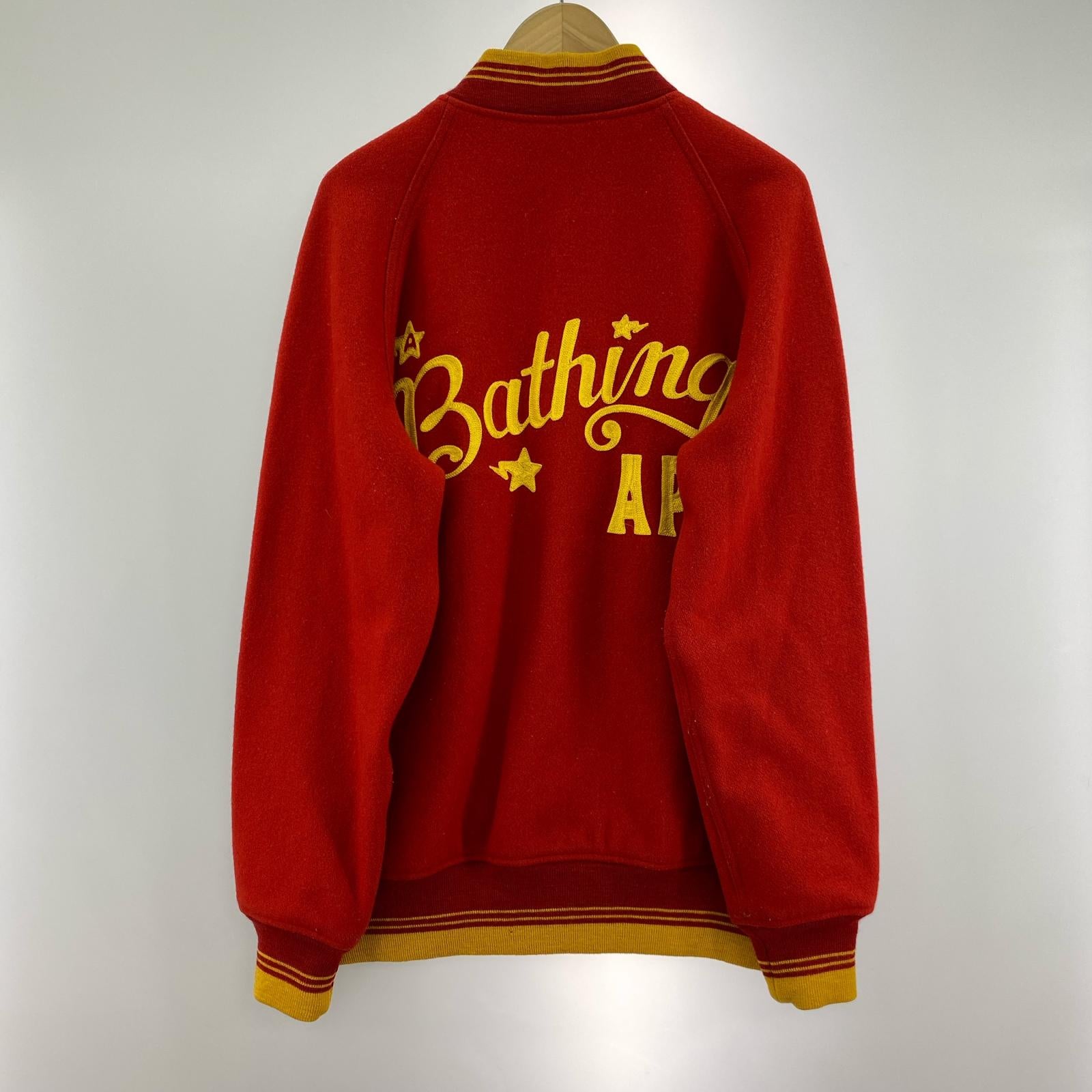 ブルゾン ロゴ刺繍/VARSITY JACKET/ウールスタジャン/赤/L L レッド