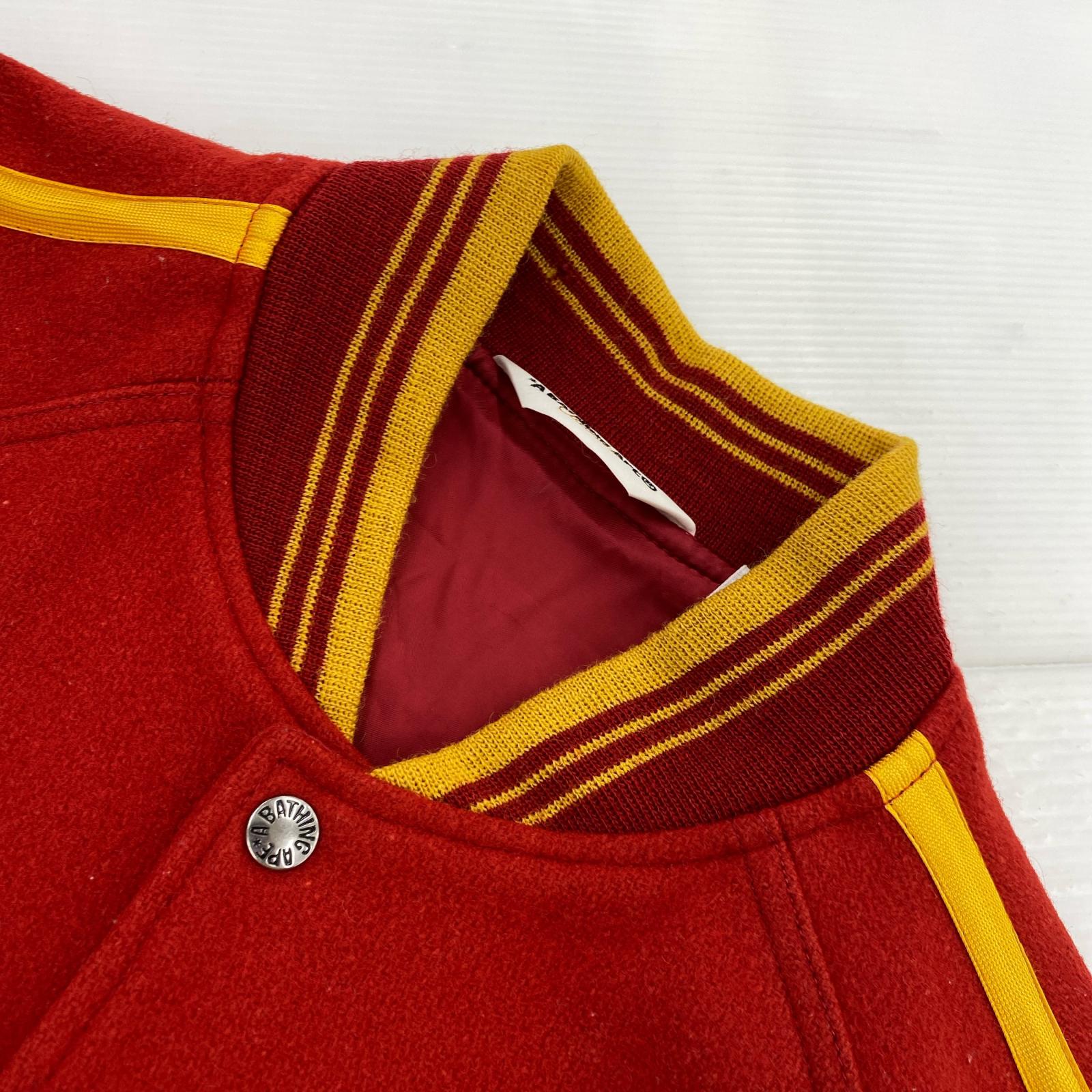 ブルゾン ロゴ刺繍/VARSITY JACKET/ウールスタジャン/赤/L L レッド