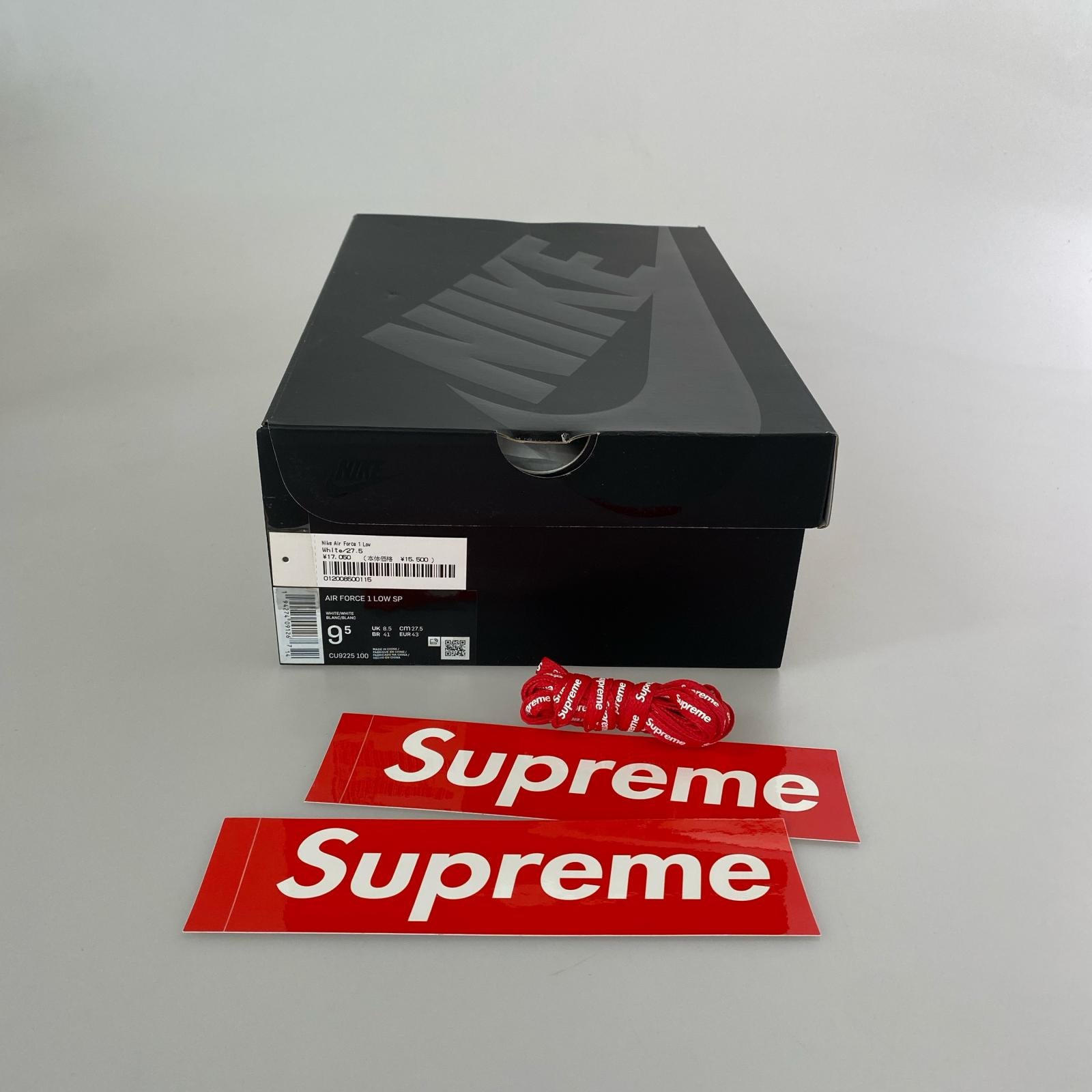 スニーカー CU9225 100/AIR FORCE1/SUPREME/27.5白/ 27.5cm (US9 1/2 UK9 EU45) ホワイト