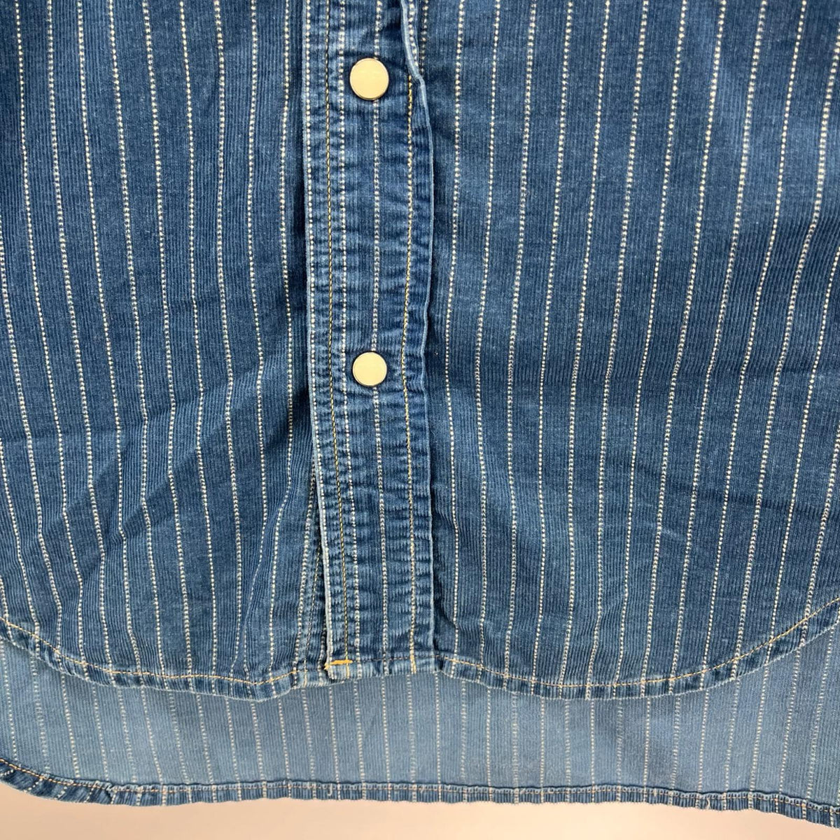 長袖シャツ ストライプ ウエスタンシャツ 青 (L) L ブルー