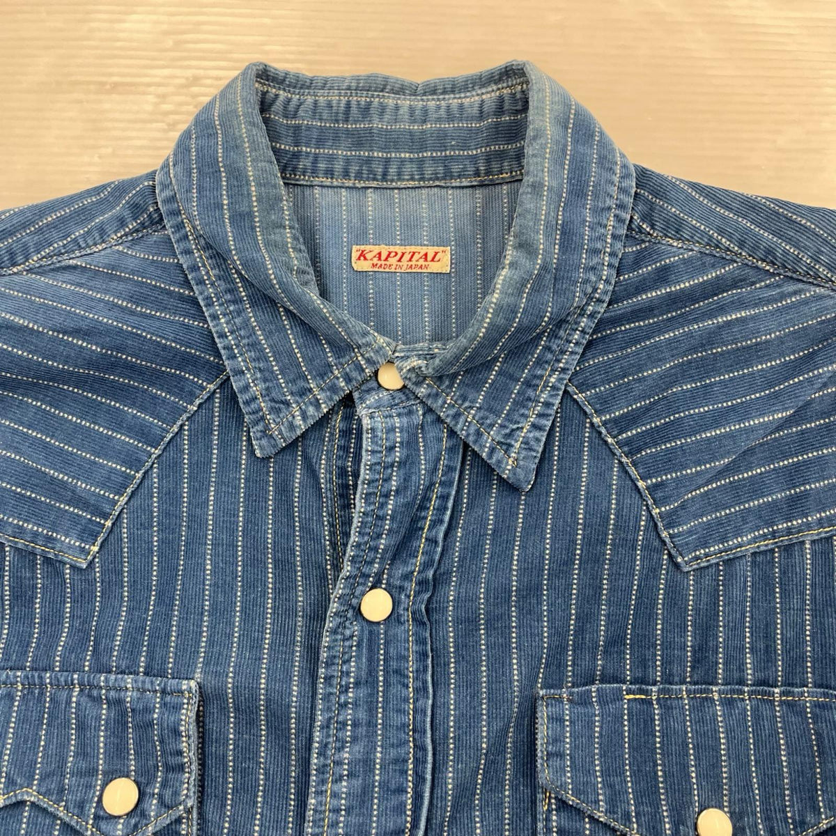 長袖シャツ ストライプ ウエスタンシャツ 青 (L) L ブルー
