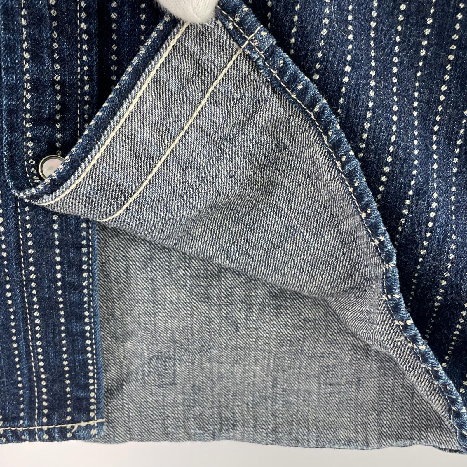 長袖シャツ THE FLAT HEAD ウォバッシュストライプシャツ 38 インディゴ 38