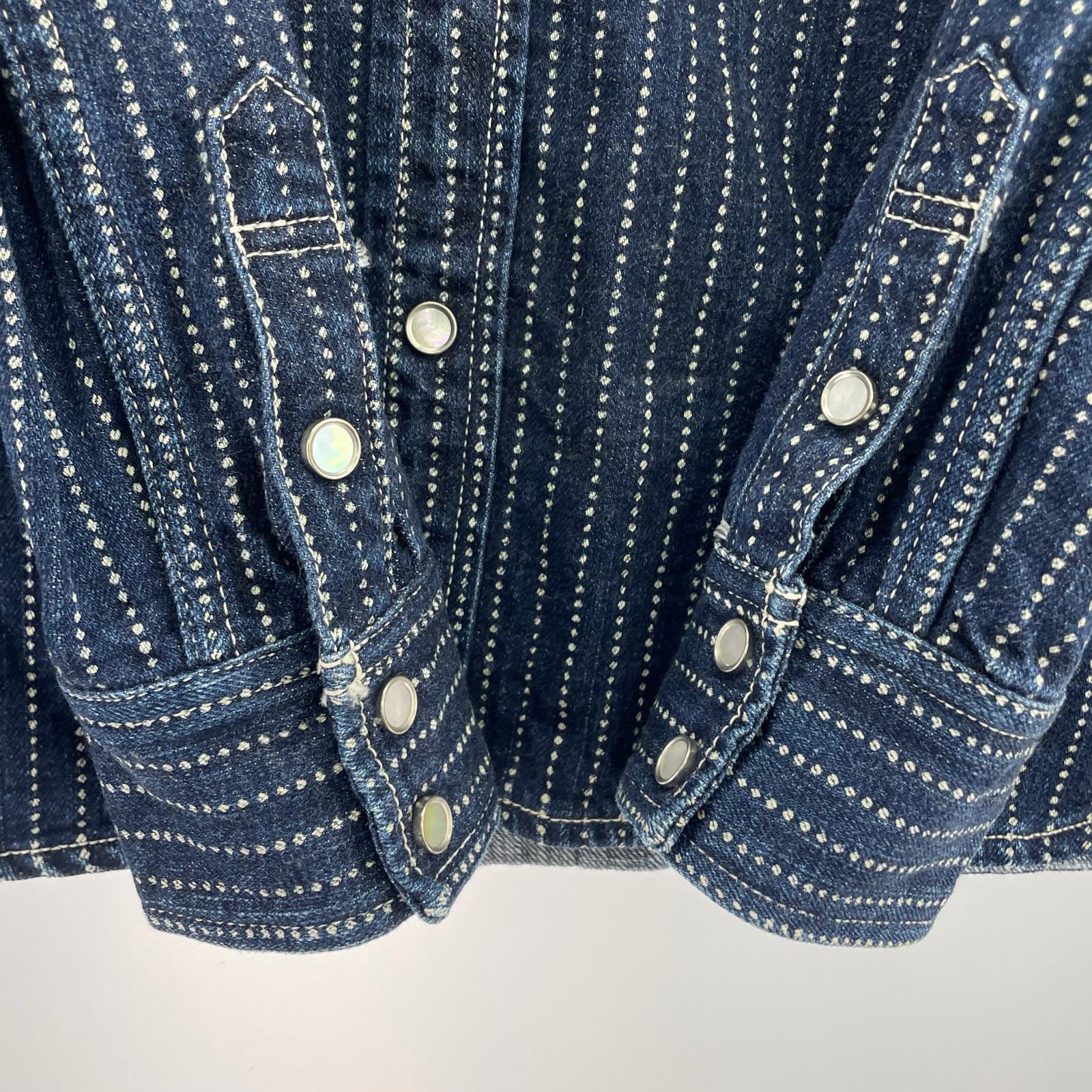 長袖シャツ THE FLAT HEAD ウォバッシュストライプシャツ 38 インディゴ 38