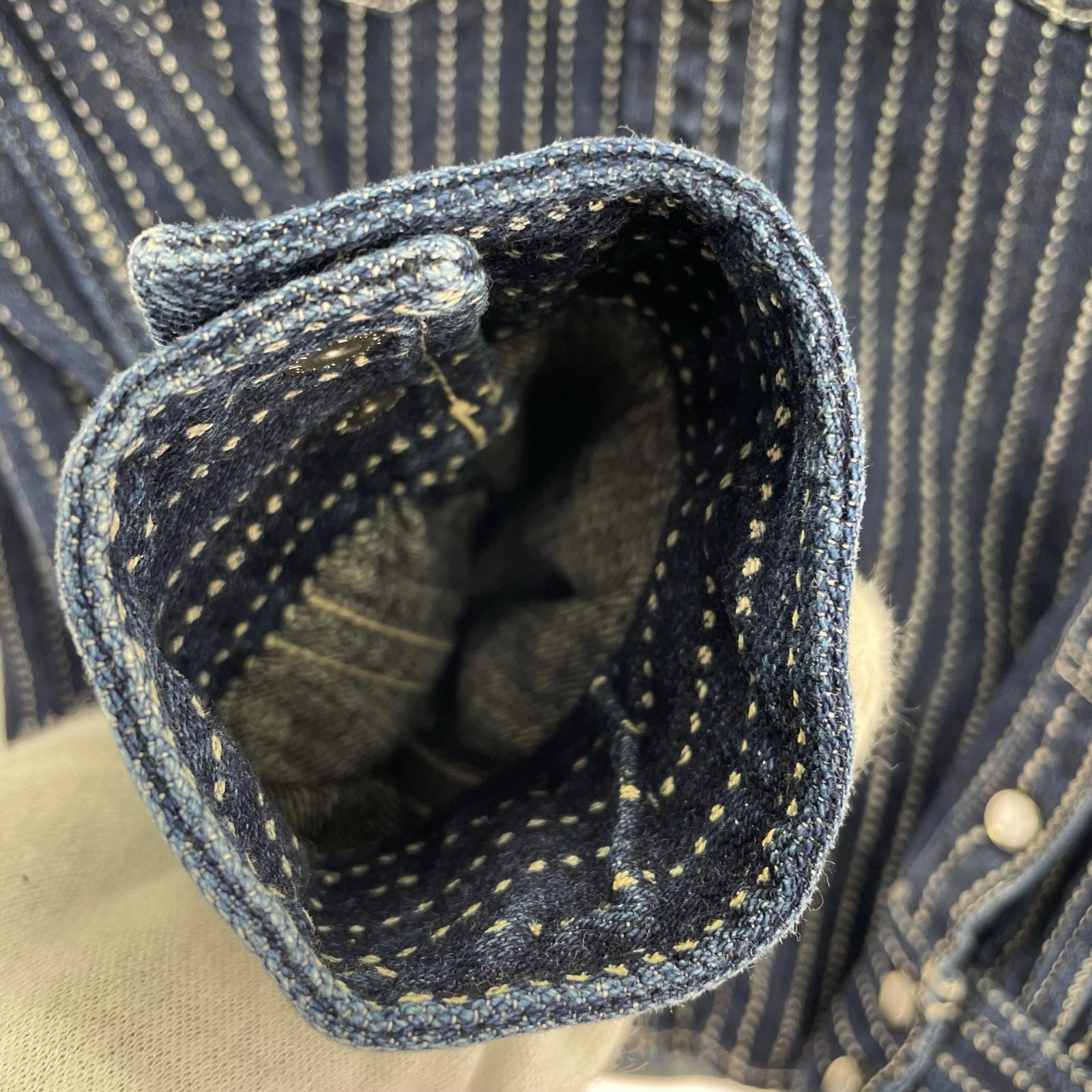 長袖シャツ THE FLAT HEAD ウォバッシュストライプシャツ 38 インディゴ 38
