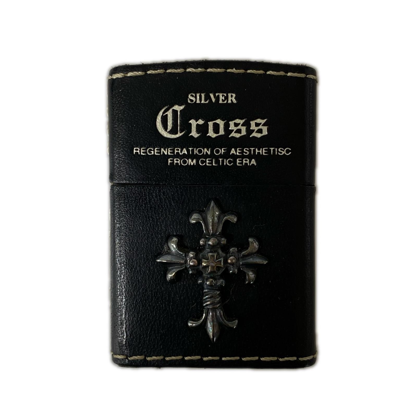 ライター USA製 SILVER Cross レザー ブラック