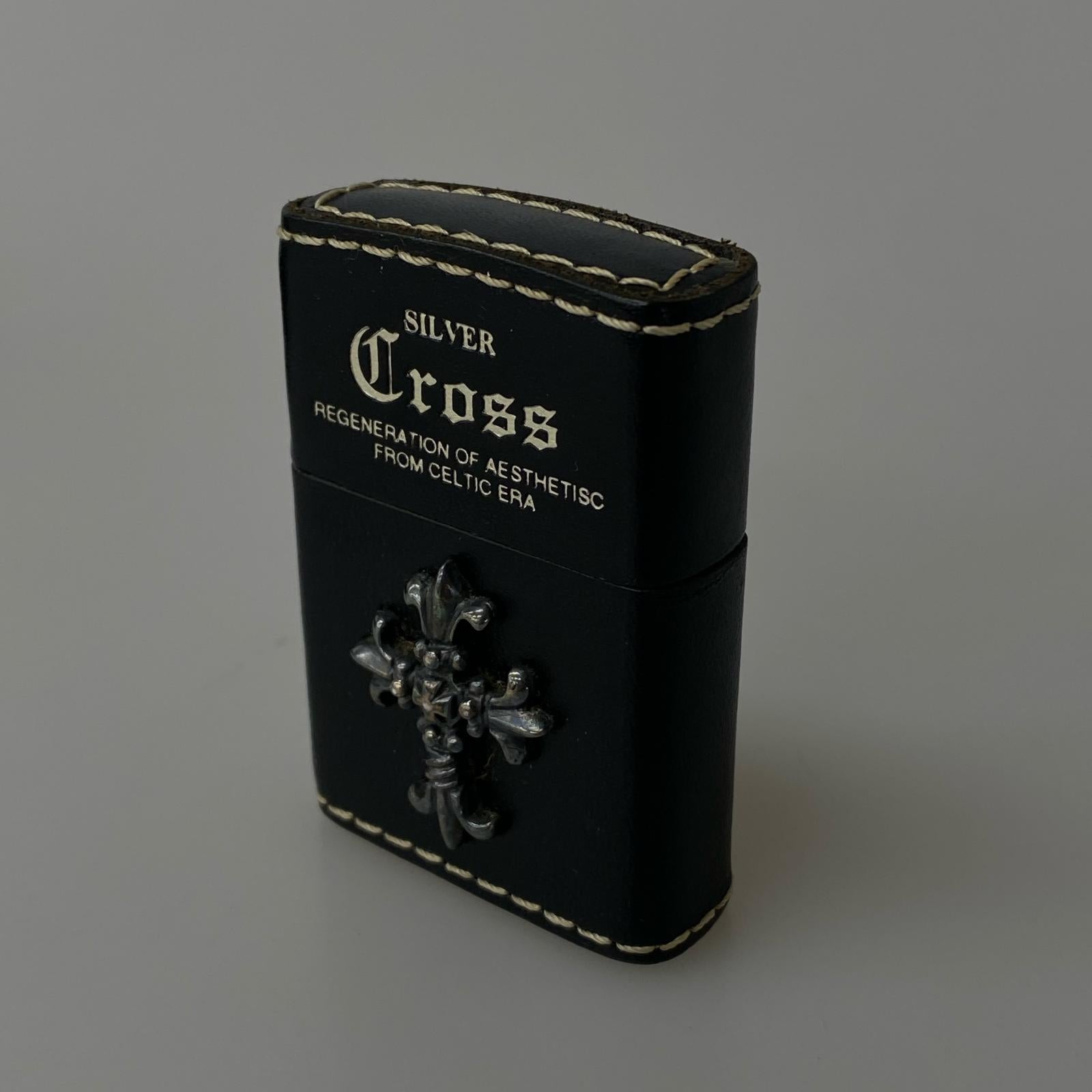 ライター USA製 SILVER Cross レザー ブラック