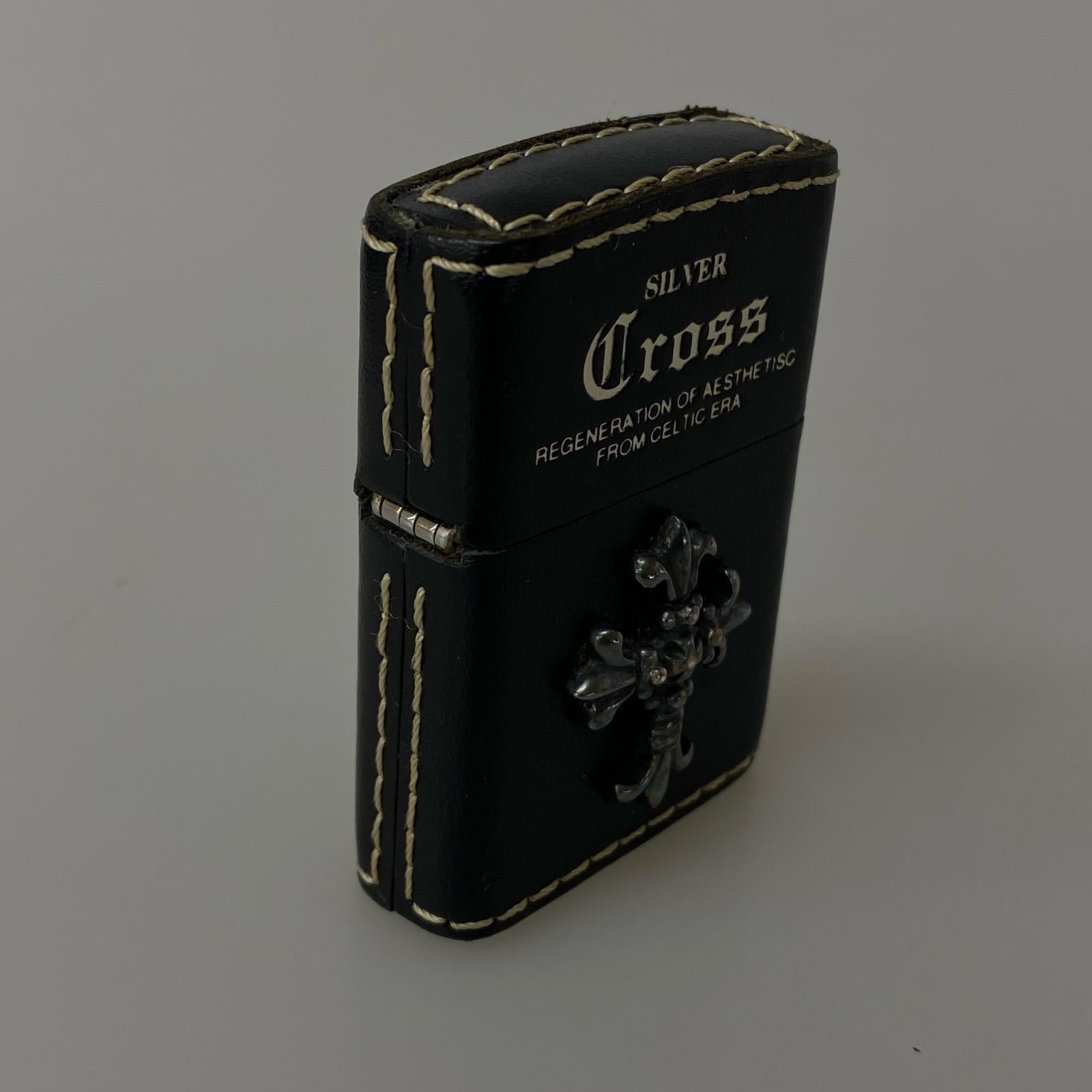 ライター USA製 SILVER Cross レザー ブラック