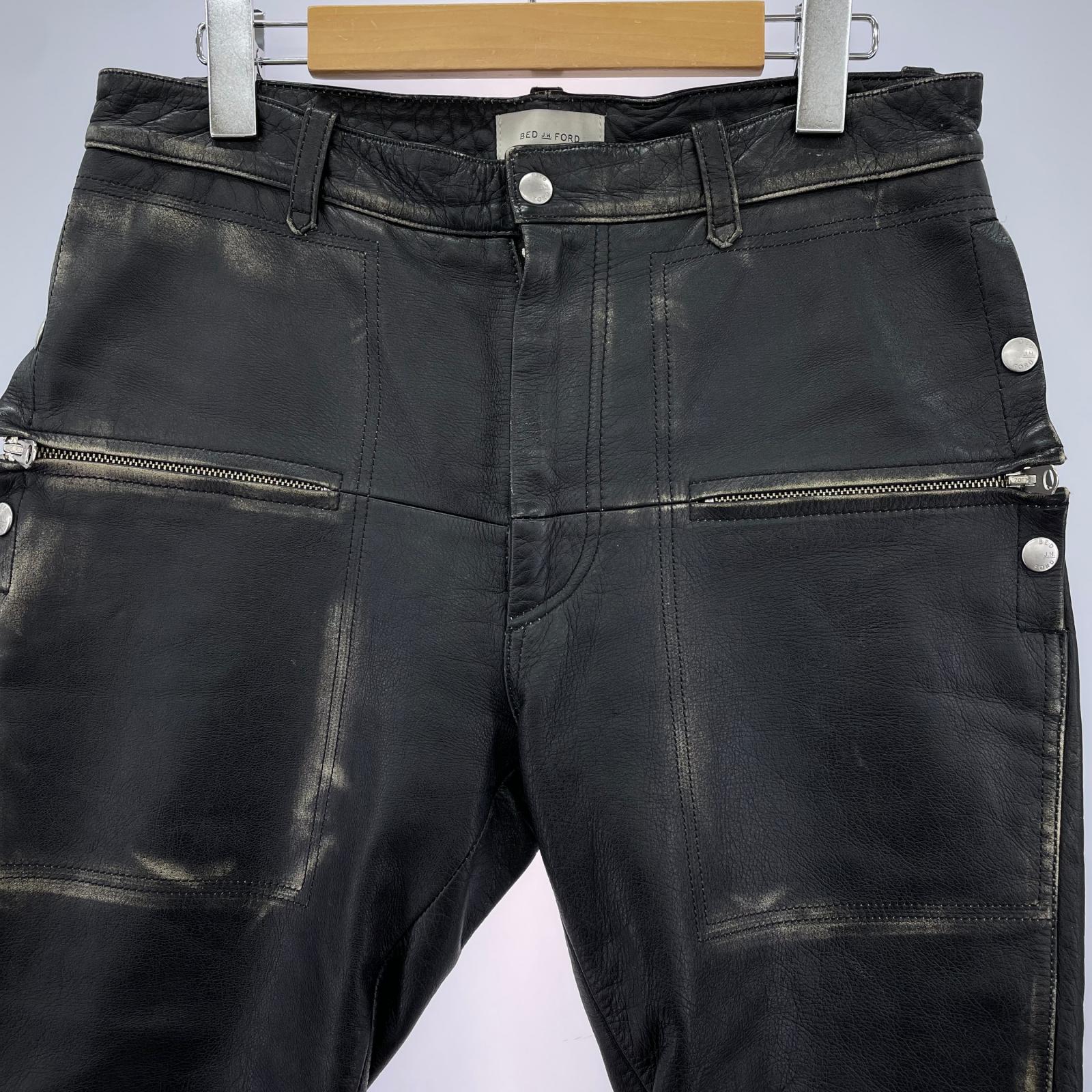 パンツ BED J.W. FORD 18AW Layered pants ver.1 レザーパンツ 1 ブラック ブラック