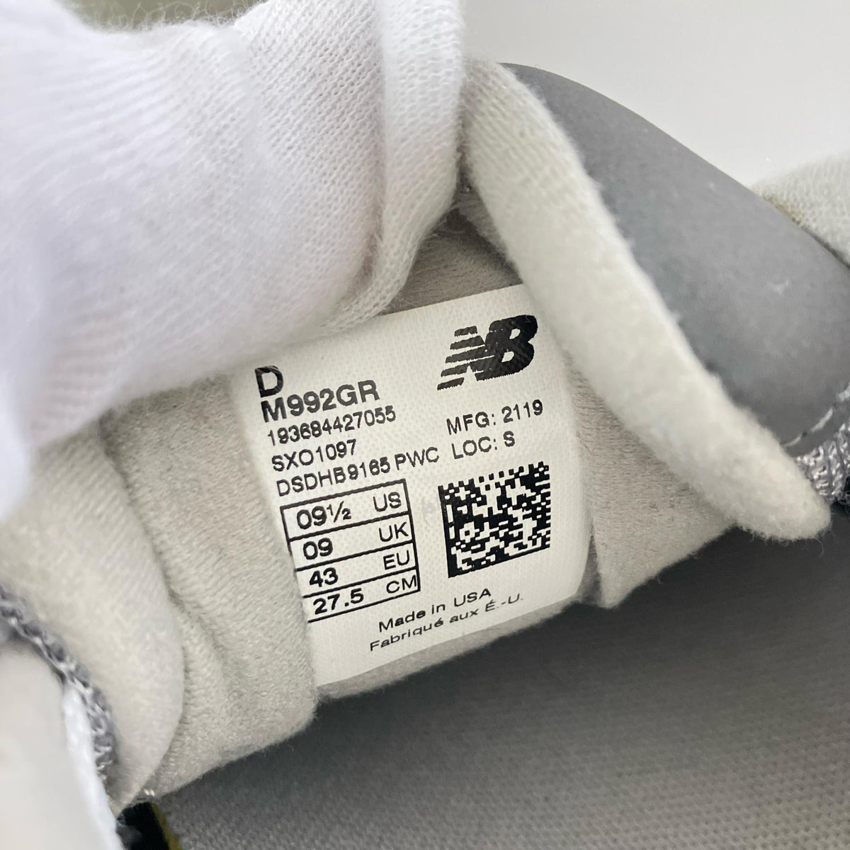 スニーカー 992 GRAY M992GR US9.5 27.5cm 27.5cm (US9 1/2 UK9 EU45) グレー