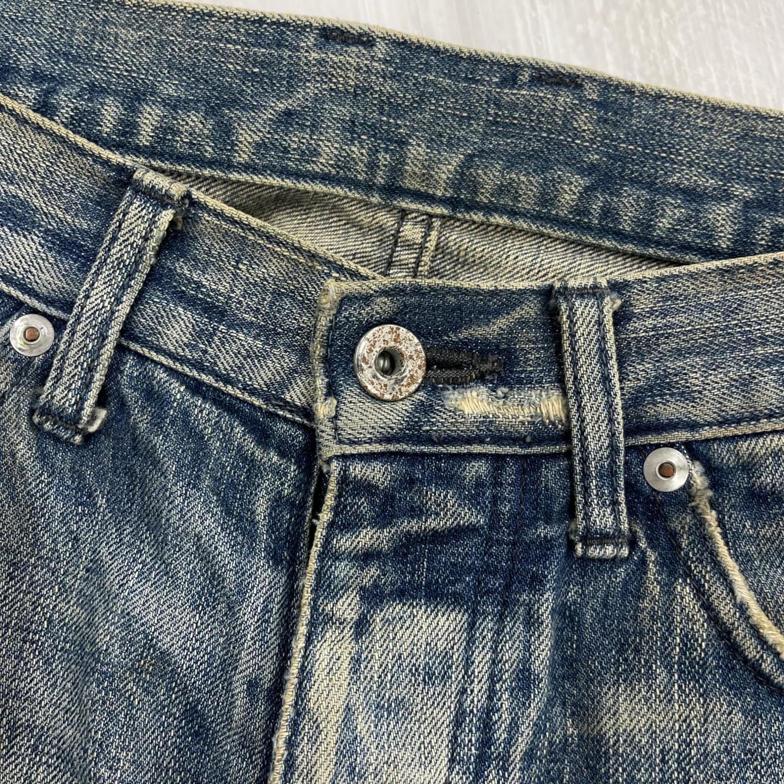 デニムパンツ ダメージリペアデニム 2 青 S ブルー