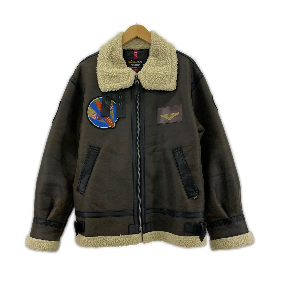 ジャケット ALPHA Ｂ-3 ﾊﾟｯﾁﾄﾞ ﾌｪｲｸﾑｰﾄﾝｼﾞｬｹｯﾄ TA1719 茶 (M) M ブラウン