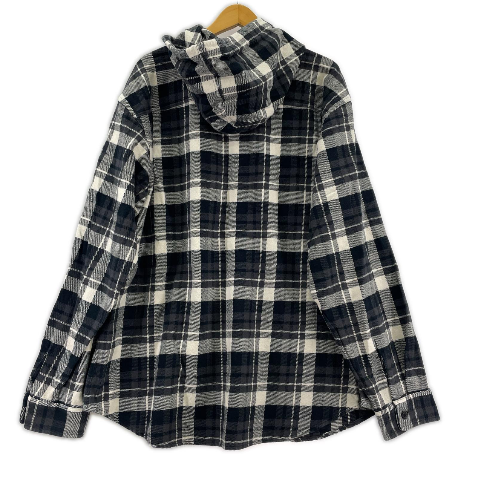 長袖シャツ Supreme 26SS Hooded Flannel Shirt L 黒白 L