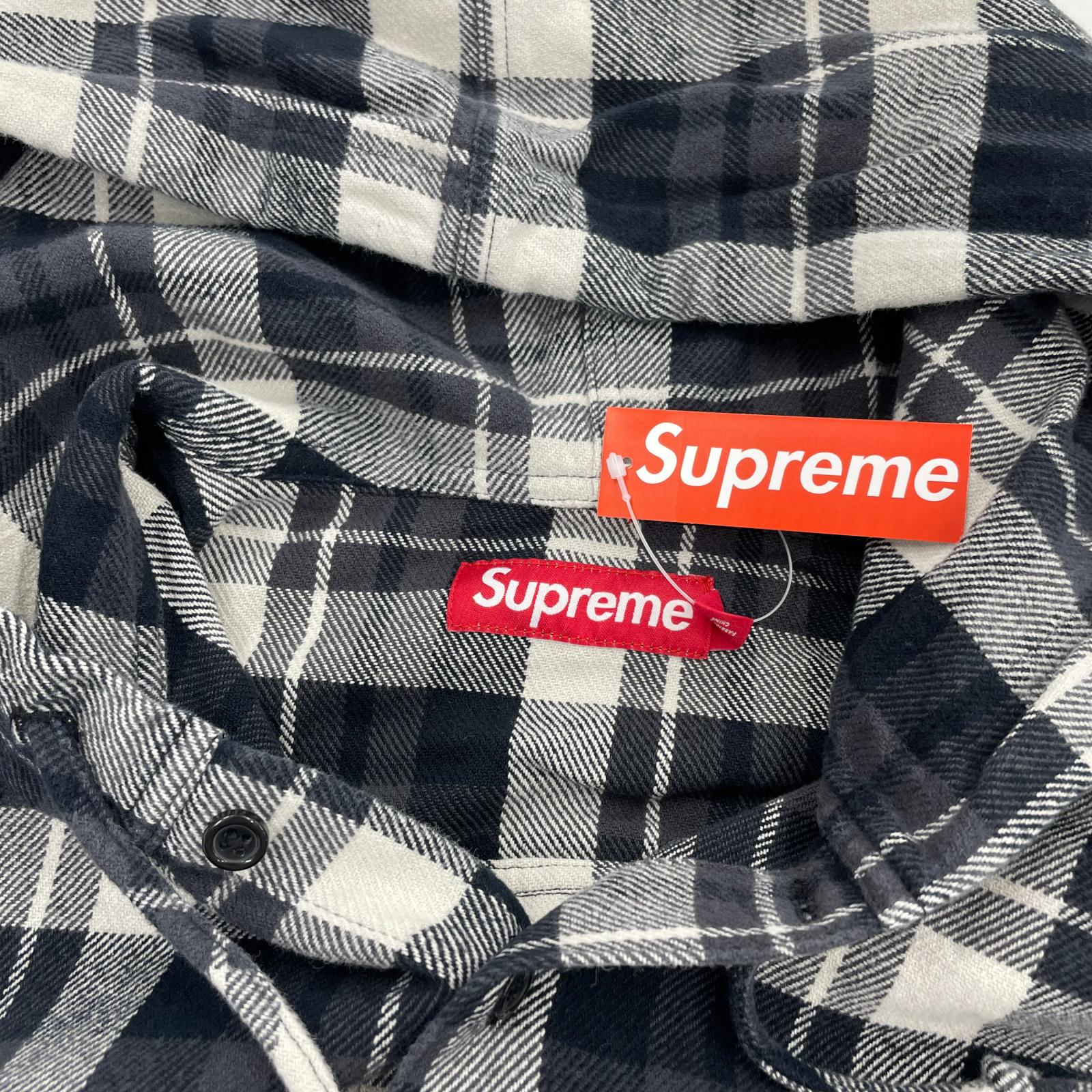 長袖シャツ Supreme 26SS Hooded Flannel Shirt L 黒白 L
