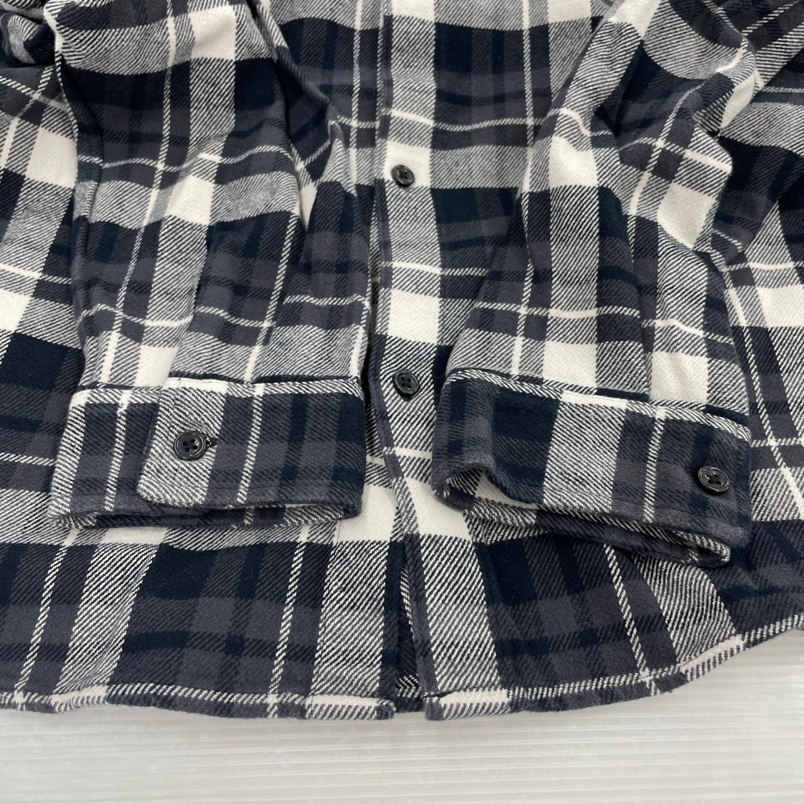 長袖シャツ Supreme 26SS Hooded Flannel Shirt L 黒白 L