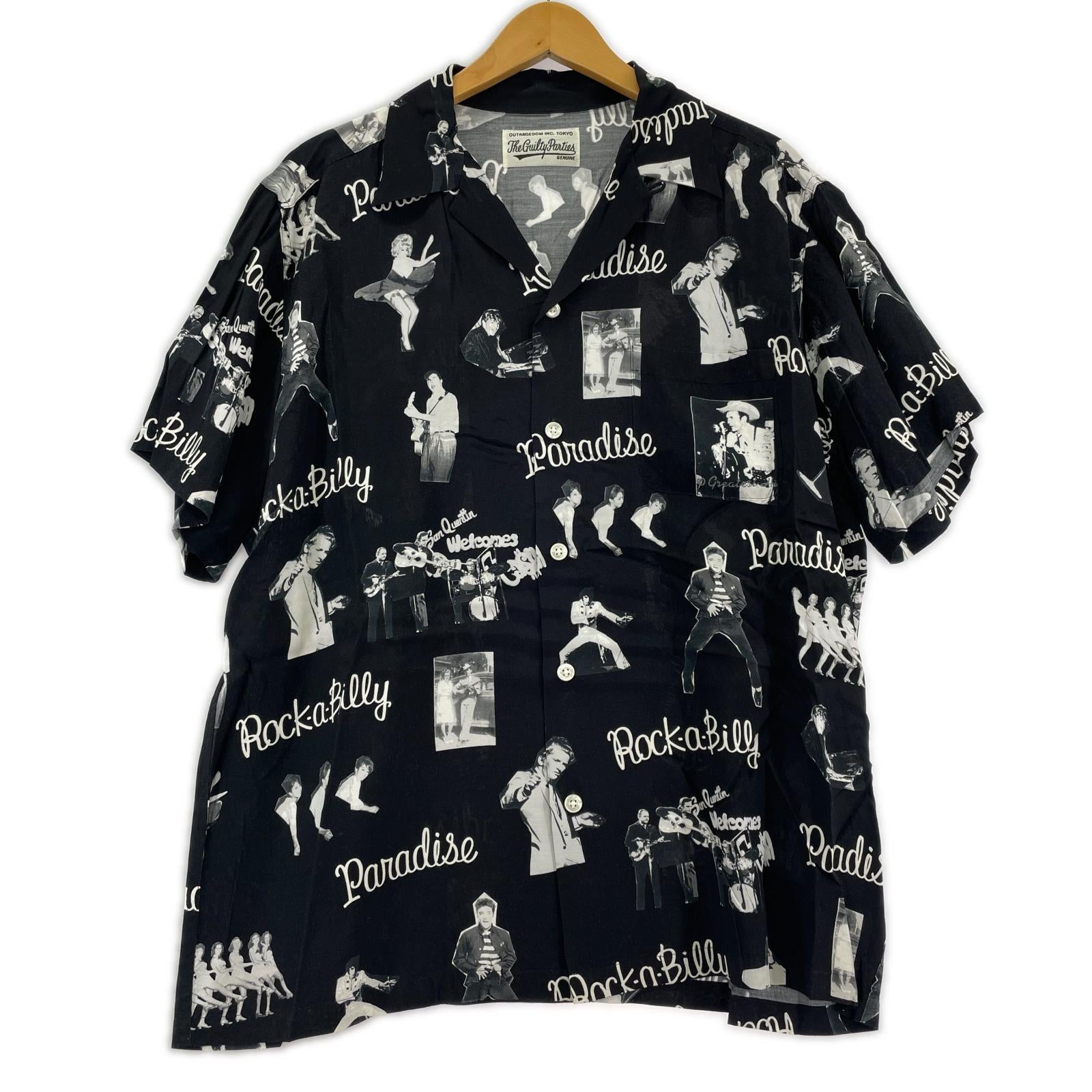 半袖シャツ WACKO MARIA ROCKABILLY S/S HAWAIAN SHIRT L ブラック L ブラック