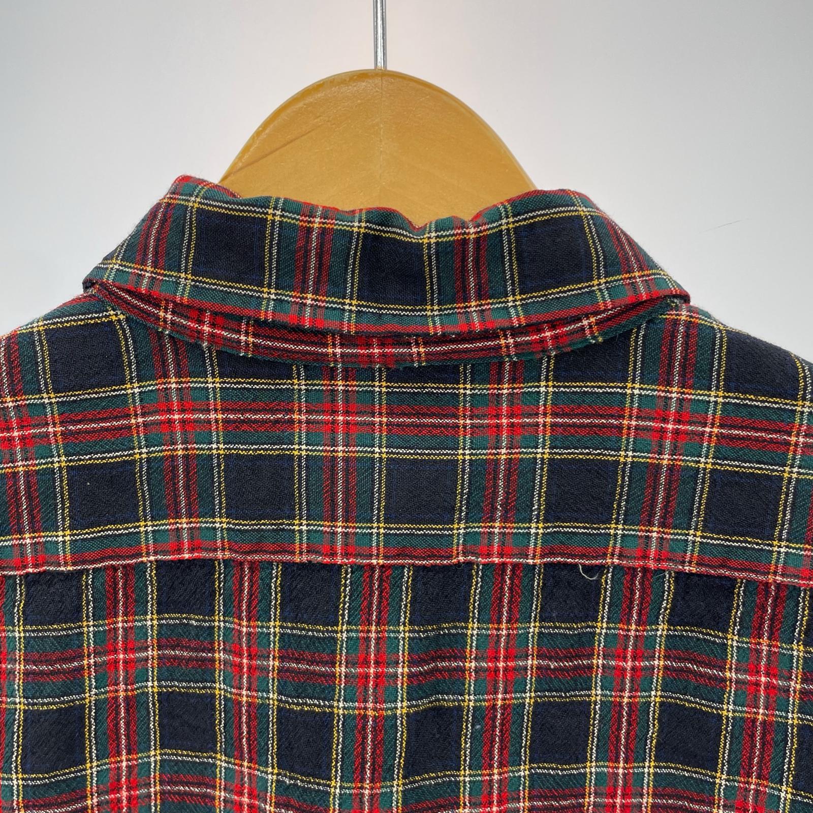 長袖シャツ 70s ウールチェックシャツ/サイズXL