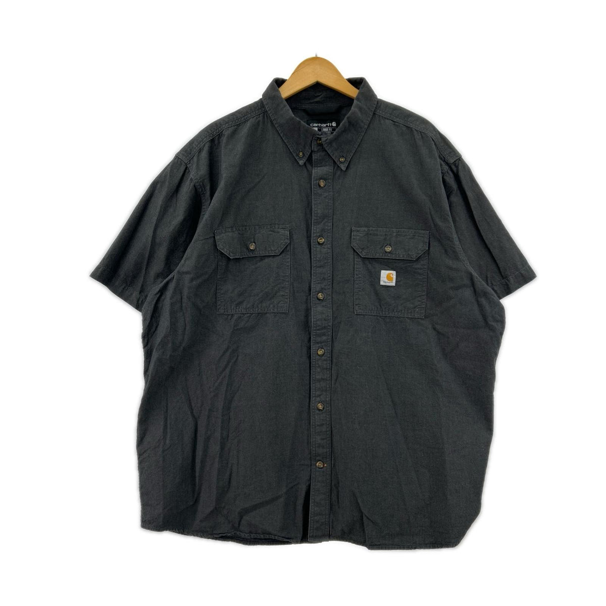 半袖シャツ LOOSE FIT ﾜｰｸｼｬﾂ 黒 2XL ブラック