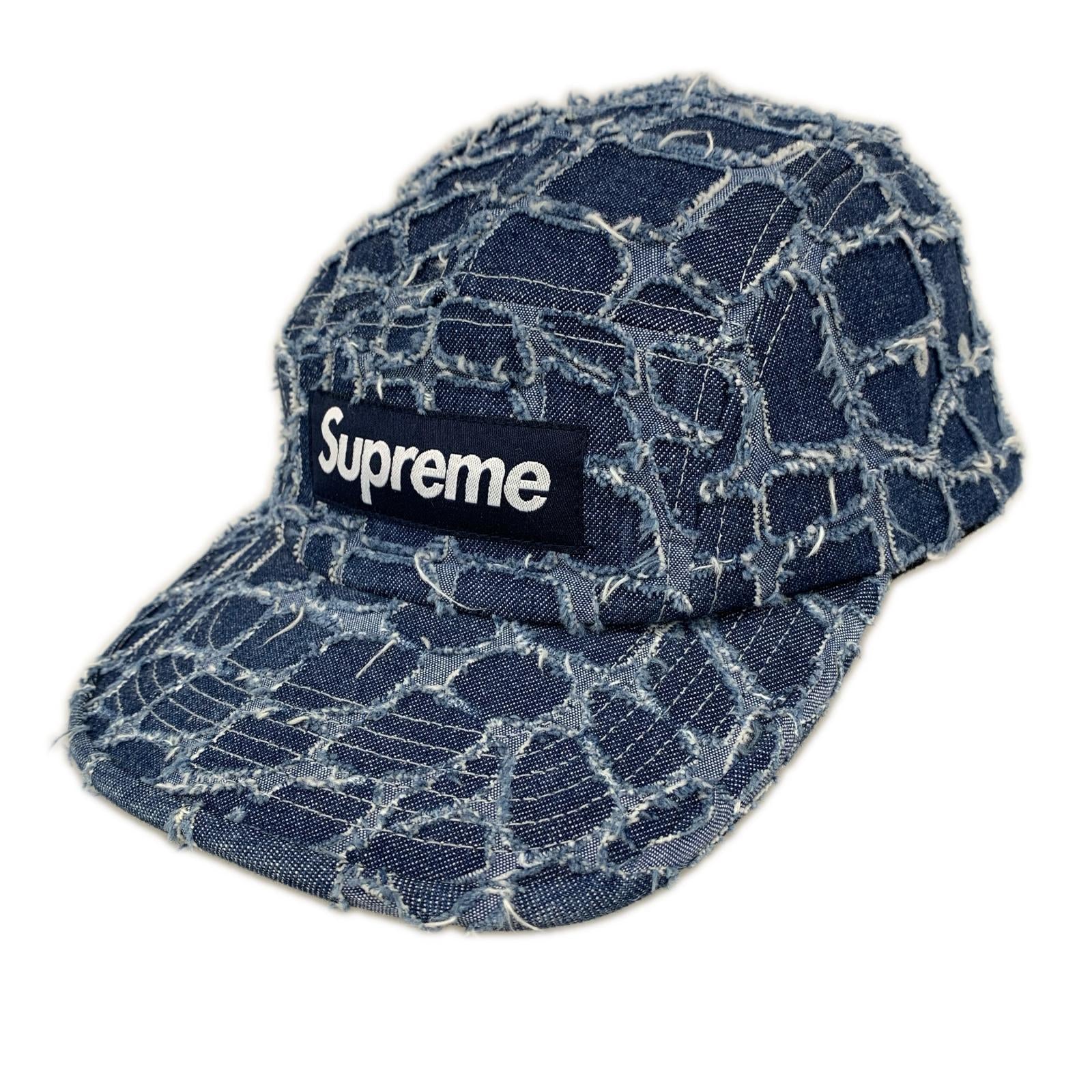 キャップ Supreme 25SS FRAYED CROC DENIM CAMP CAP 青 ブルー