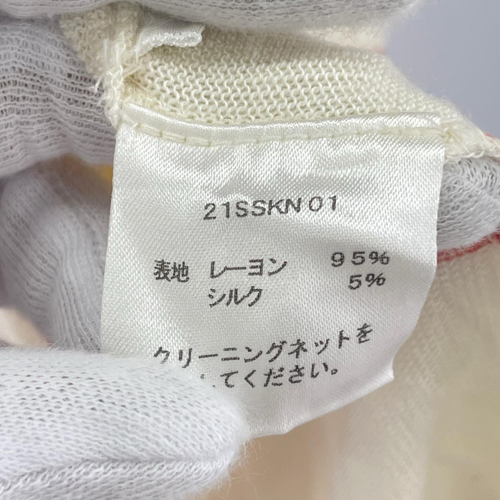 半袖Ｔシャツ SILK LINEN STRIPED KNIT TEE/白 L ホワイト