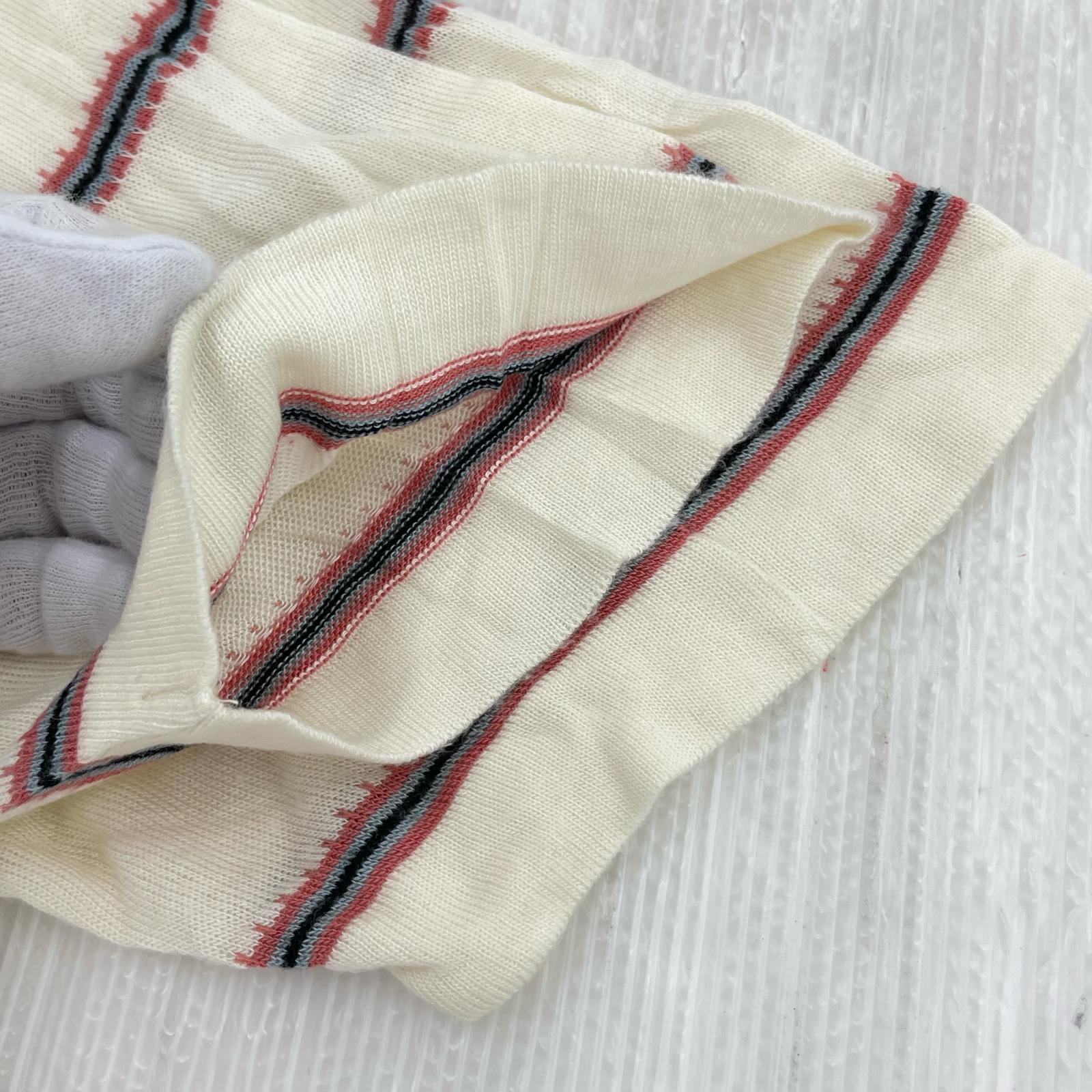半袖Ｔシャツ SILK LINEN STRIPED KNIT TEE/白 L ホワイト