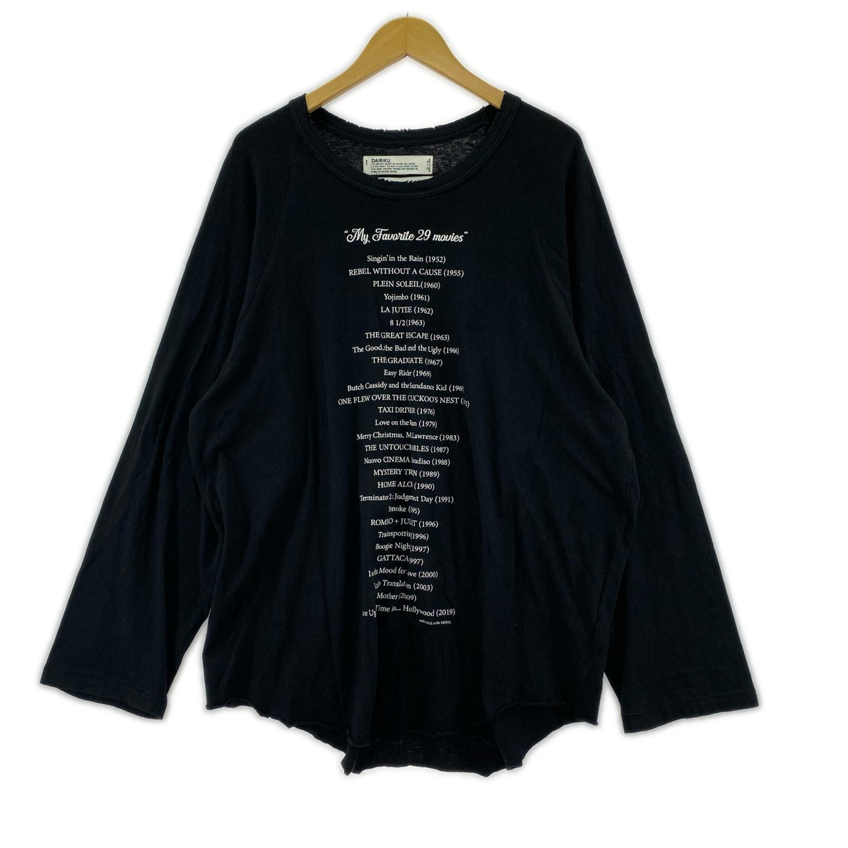 半袖Ｔシャツ DAIRIKU 24SS My Favorite Movies Big Raglan Tee 黒 M ブラック