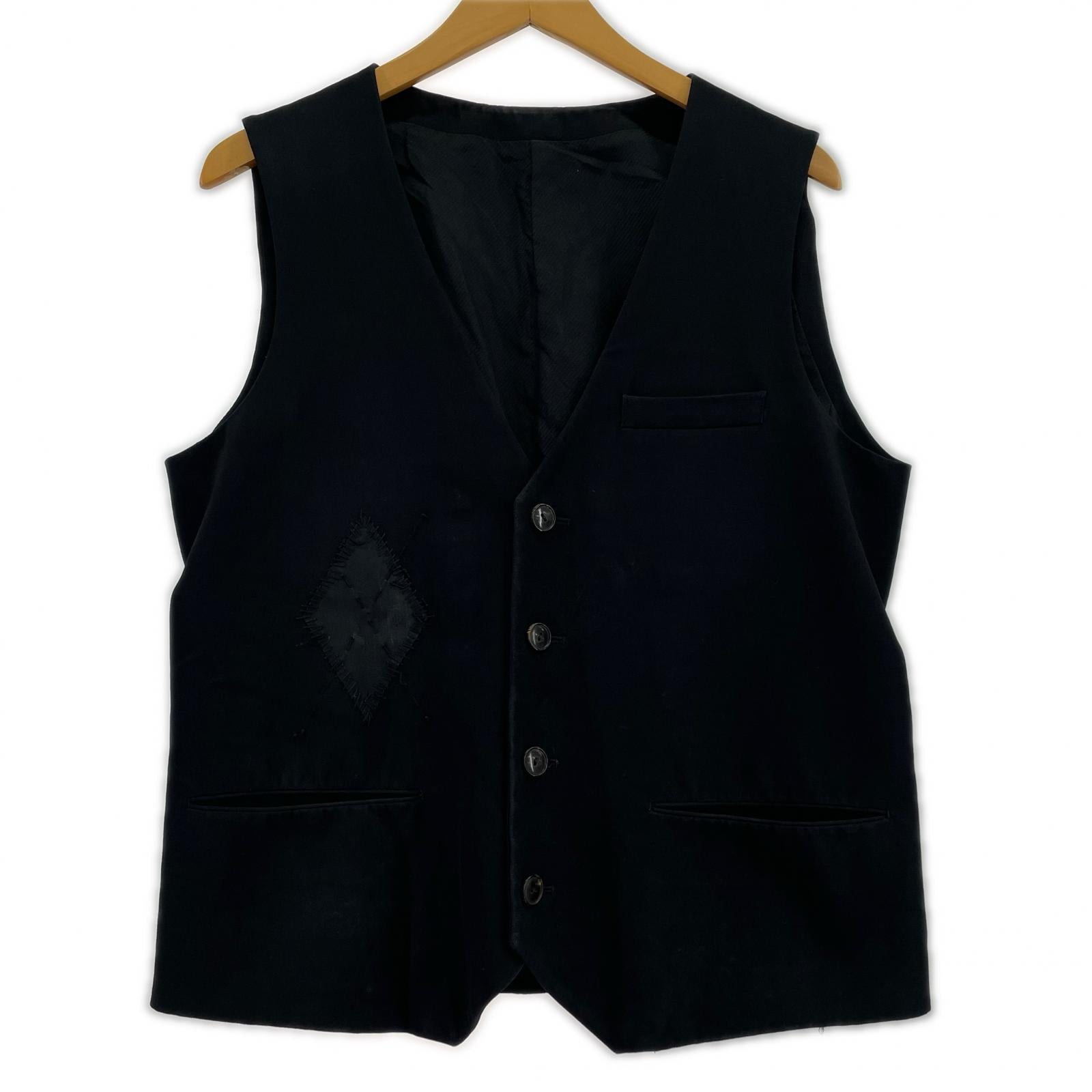 長袖シャツ 06AW NOIR期 アーガイルパッチ シルクベスト 3 ブラック