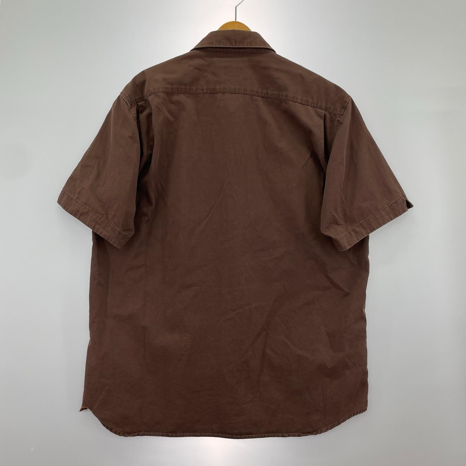 半袖シャツ 90s USA製 S/Sシャツ　ブラウン　L L ブラウン