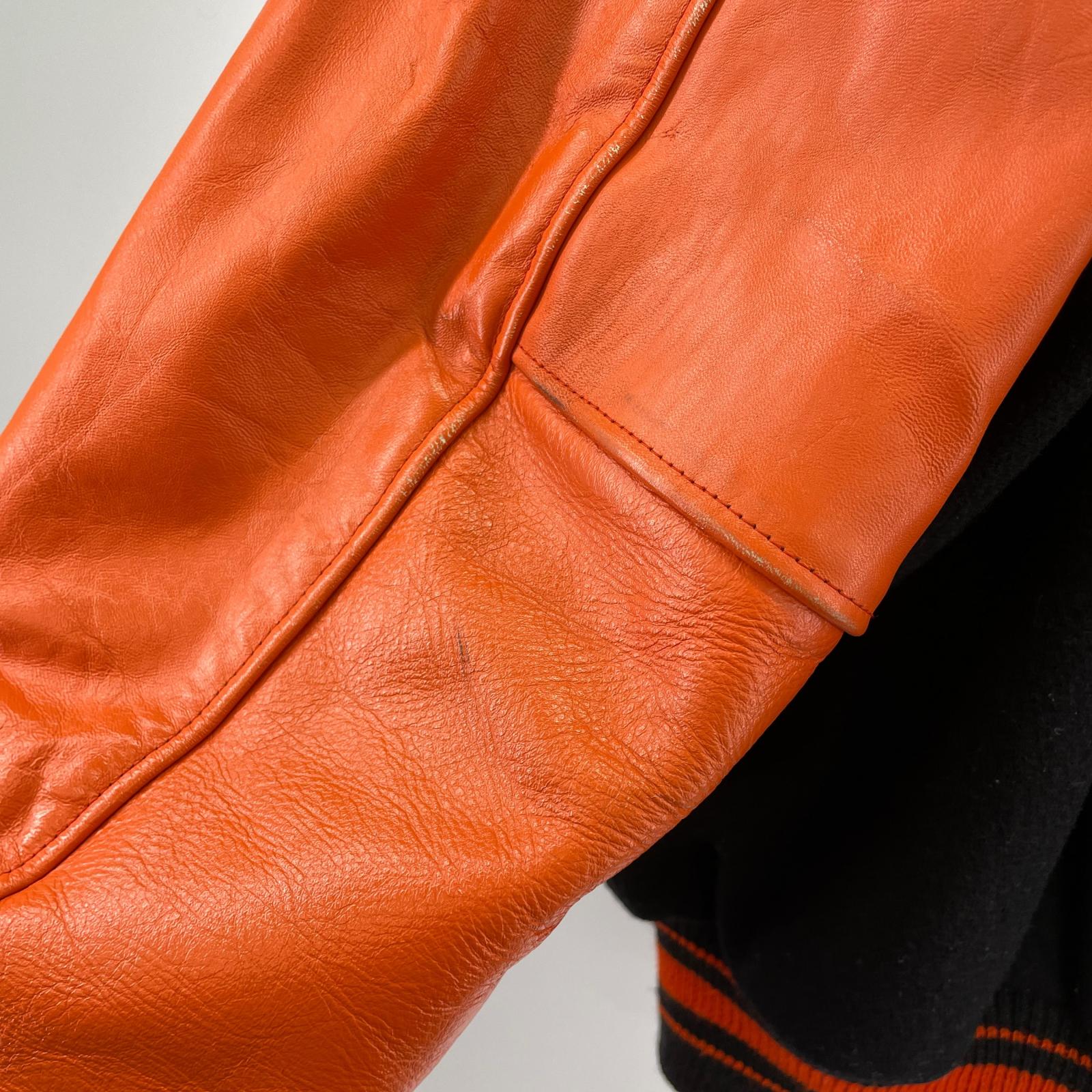 ジャケット trophy jackets スタジャン 黒×オレンジ（M） M ブラック